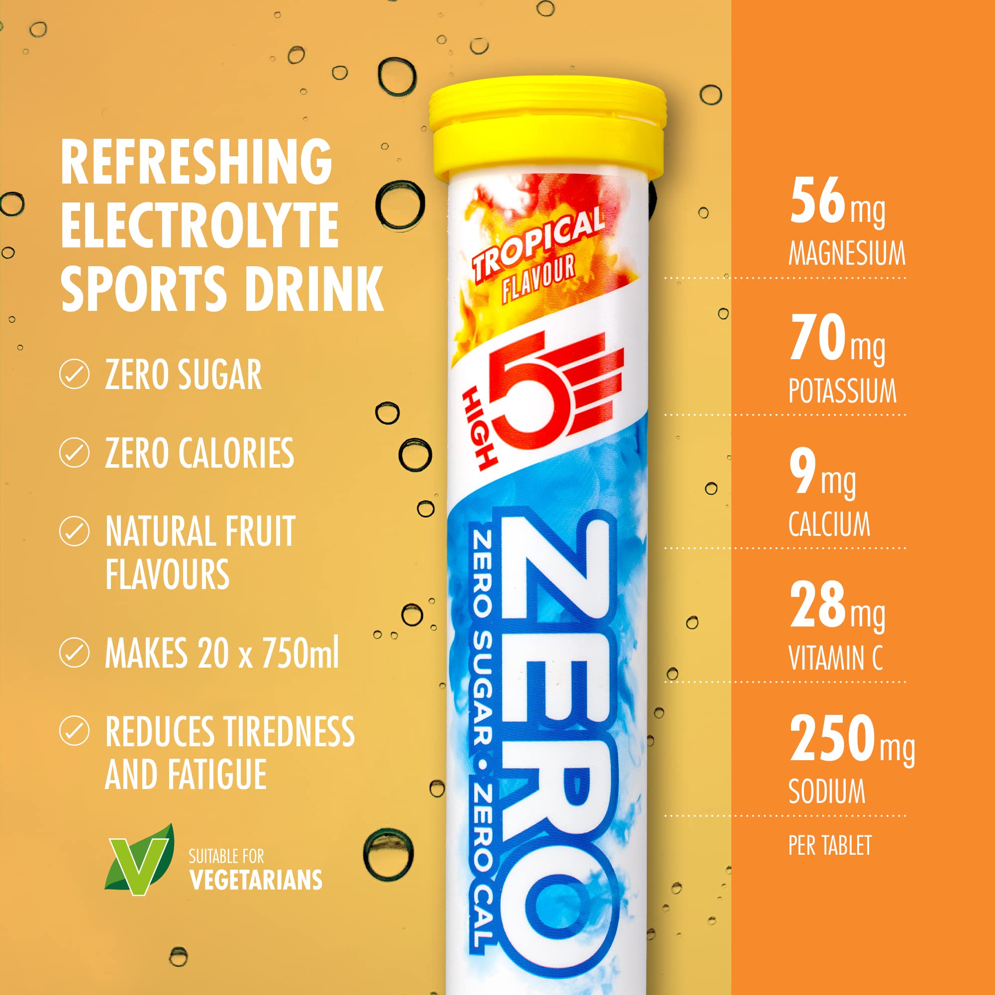 HIGH5 ZERO Electrolyte Tablets - Sugar-Free Hydration with Vitamin C | 20 Count Tube