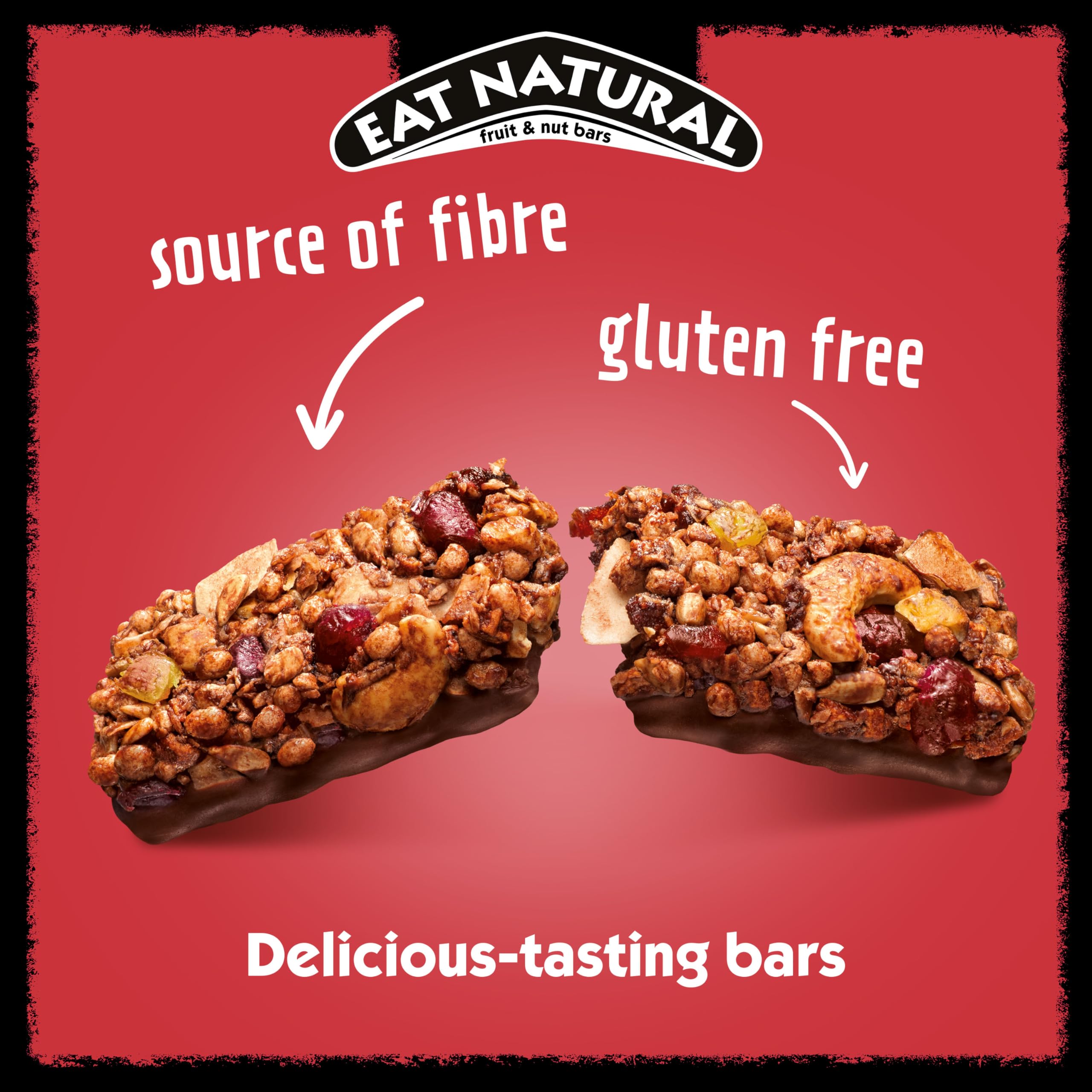 Eat Natural Fruit & Nut Bars - Dark Chocolate with Apple & Ginger | High Fibre | Gluten Free | 3 x 40g 3