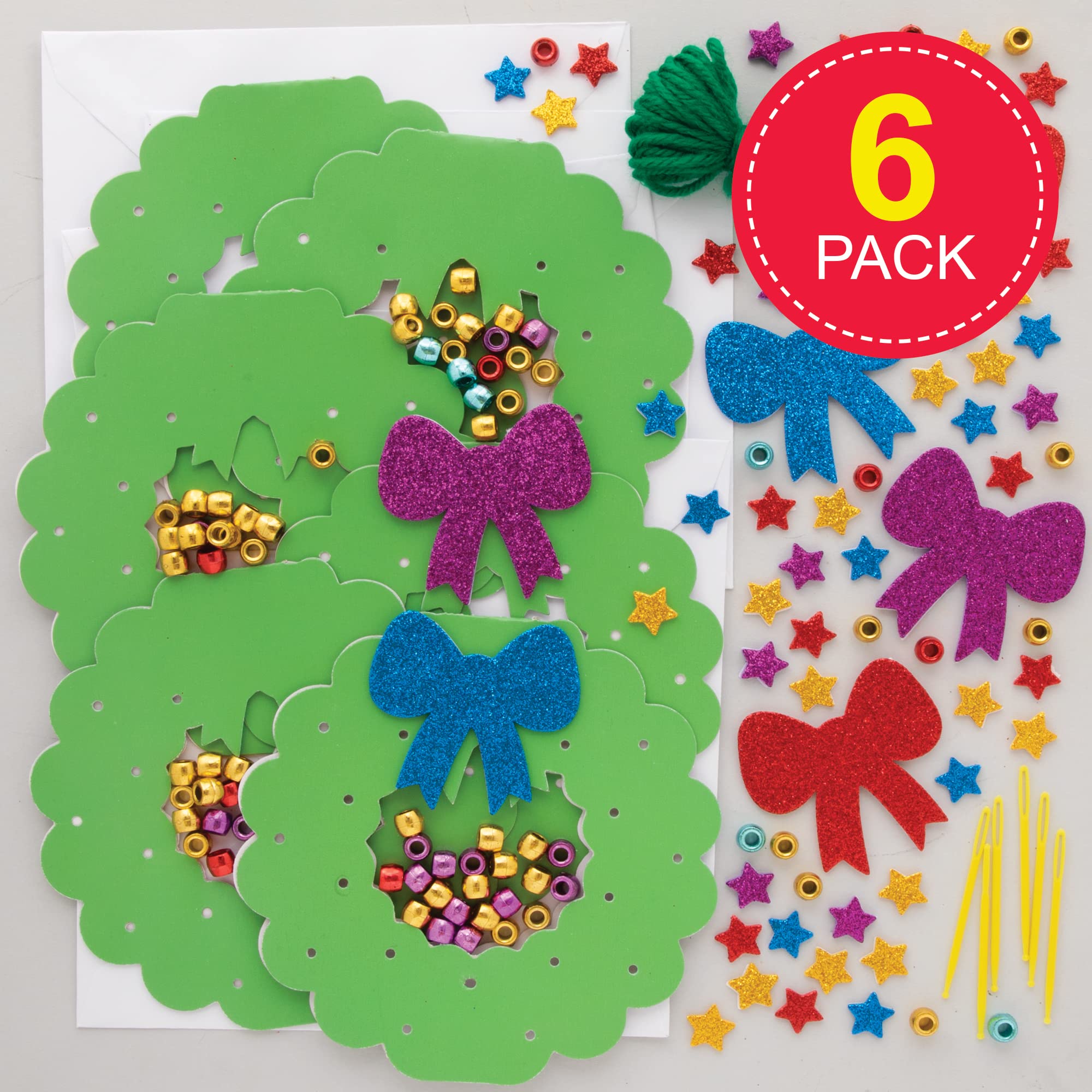 Baker Ross Christmas Wreath Threading Card Craft Kit - Pack of 6 7
