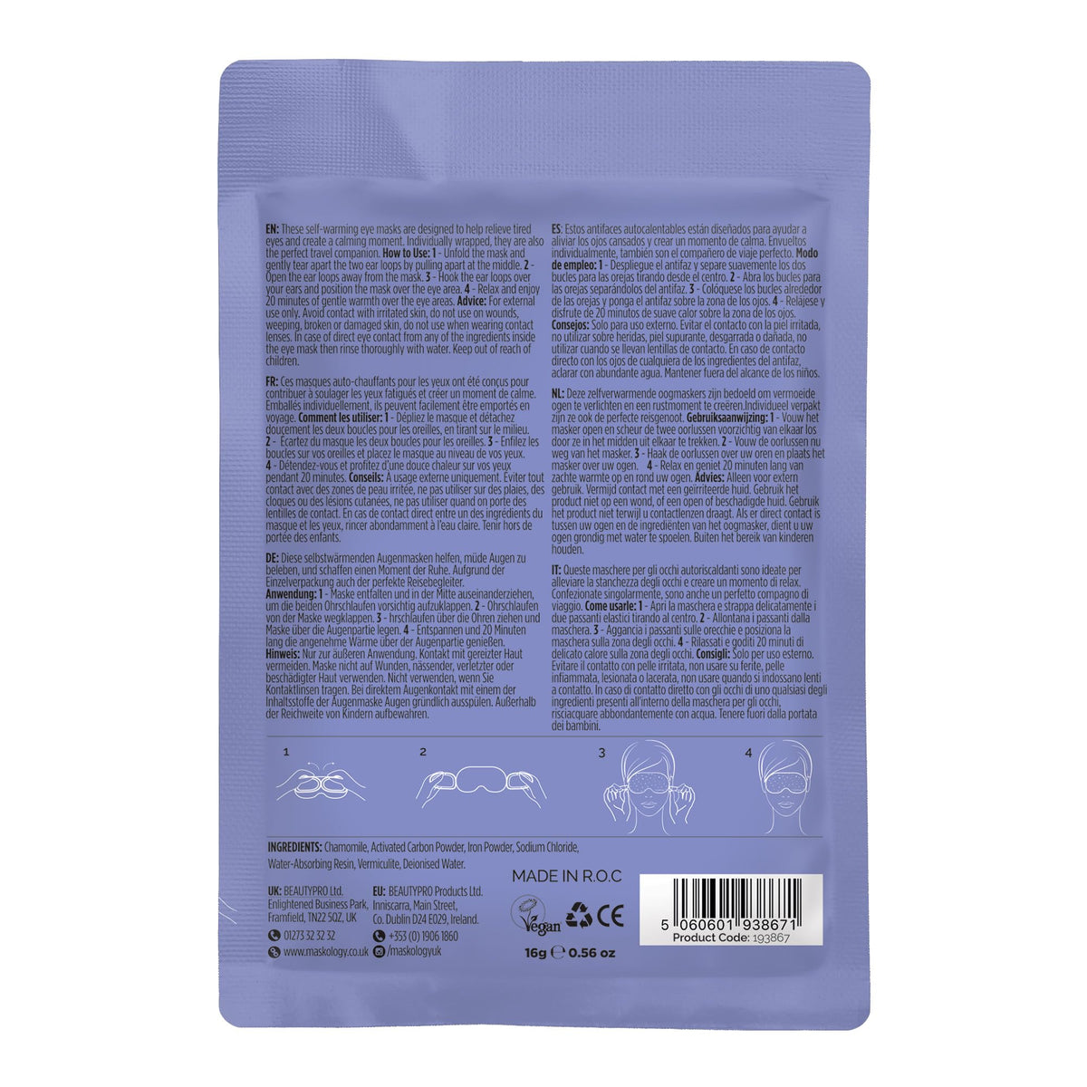 MASKOLOGY THERMOTHERAPY Professional Heated Eye Mask - Self Heating, Chamomile, 1 Count