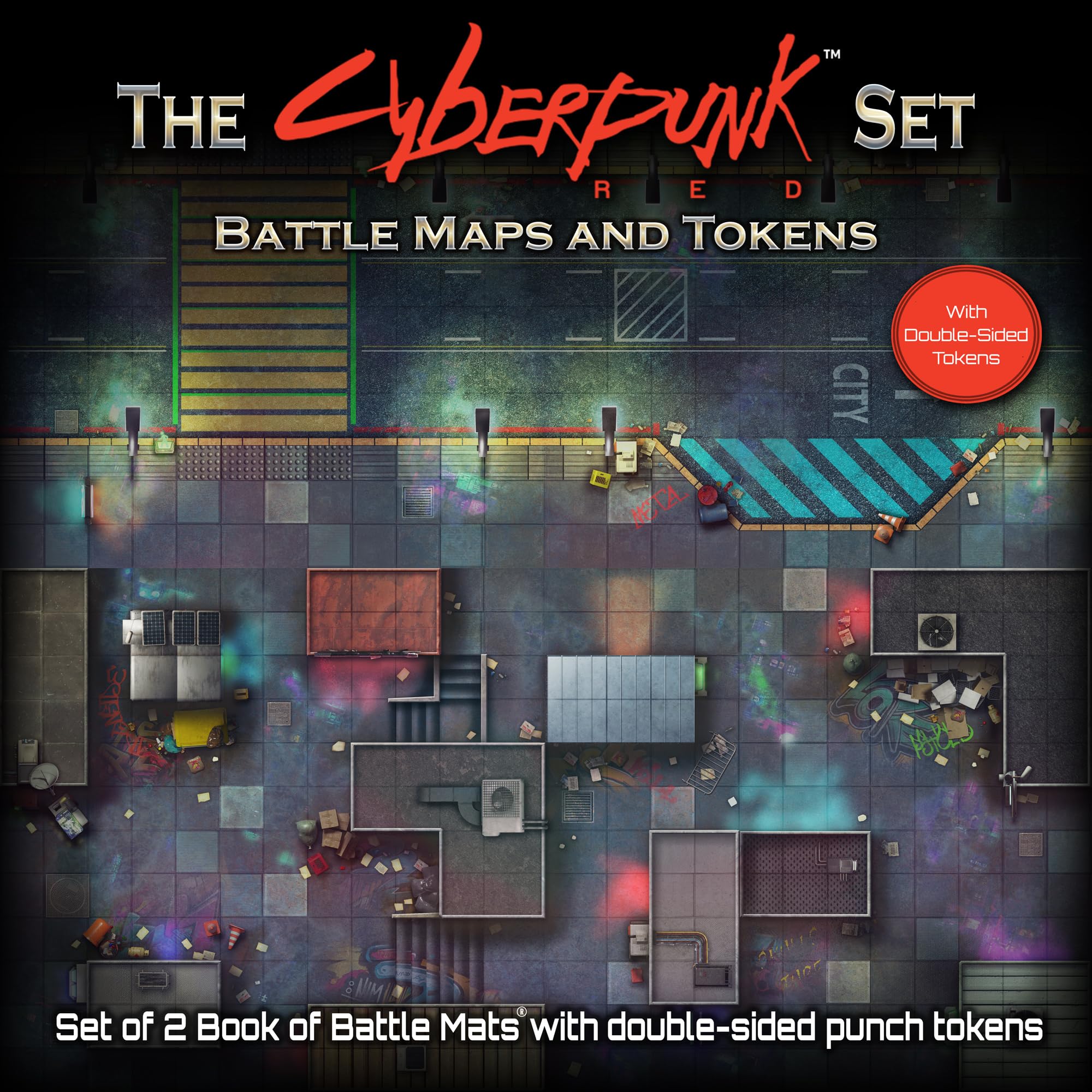 Loke BattleMats The Chase Pack Battle Mats & Tokens for Cyberpunk RED | Multicolor 1