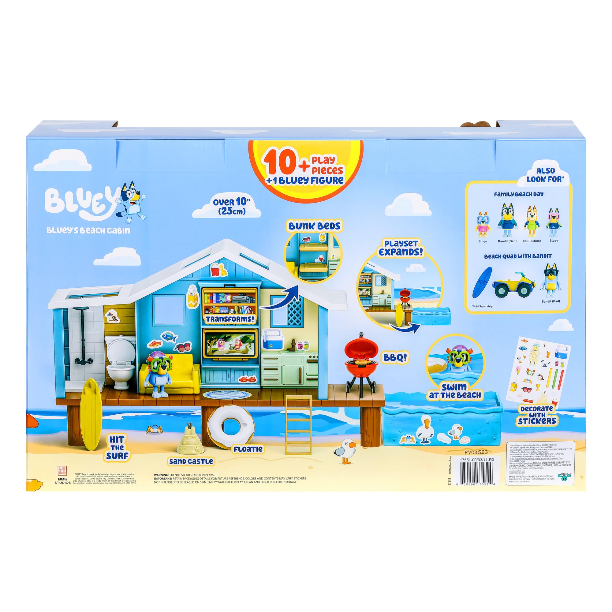 Bluey Beach Cabin Playset - 10+ Piece Playset with Exclusive Figure & Sticker Sheet 7