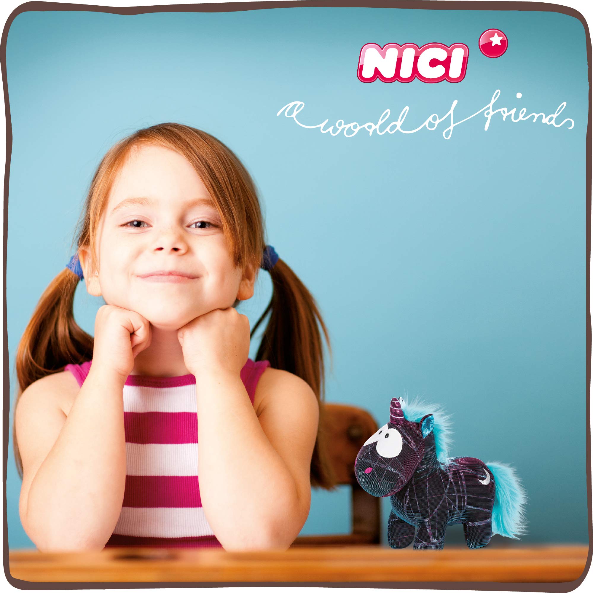 NICI 45712 Theodor & Friends Moon Beamer Special Edition Plush Unicorn - 22 cm, Black/Turquoise 3