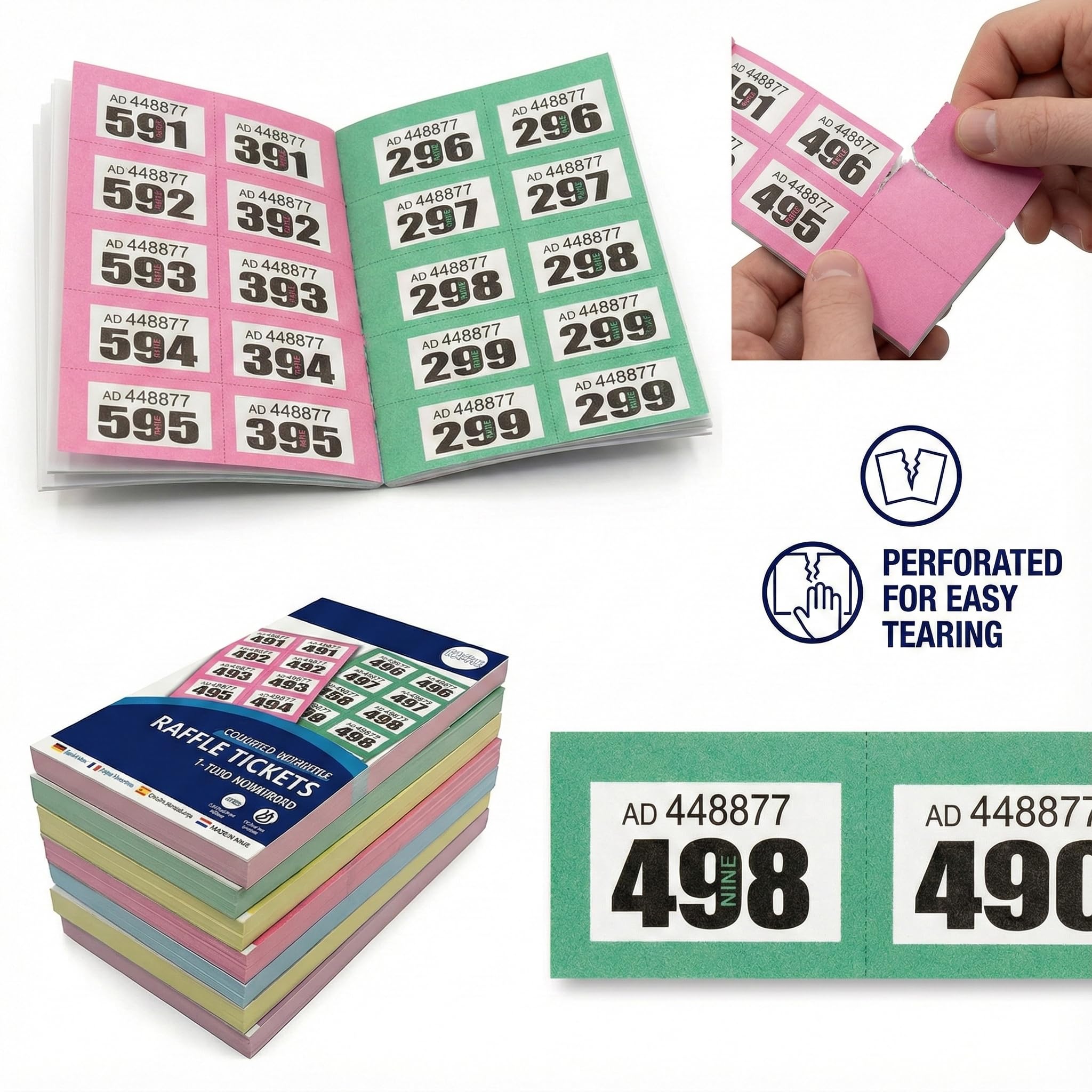 1ABOVE Raffle Tickets - 1000 Numbered Tickets for Charity Events & Draws | Security Numbered