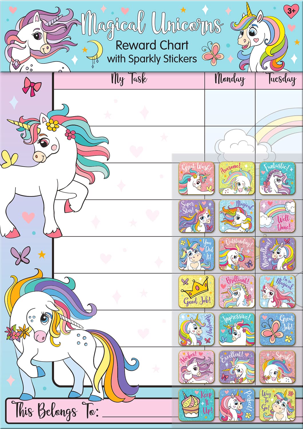 Paper Projects - Magical Unicorns Reusable Reward Chart | Pink | Ages 3+