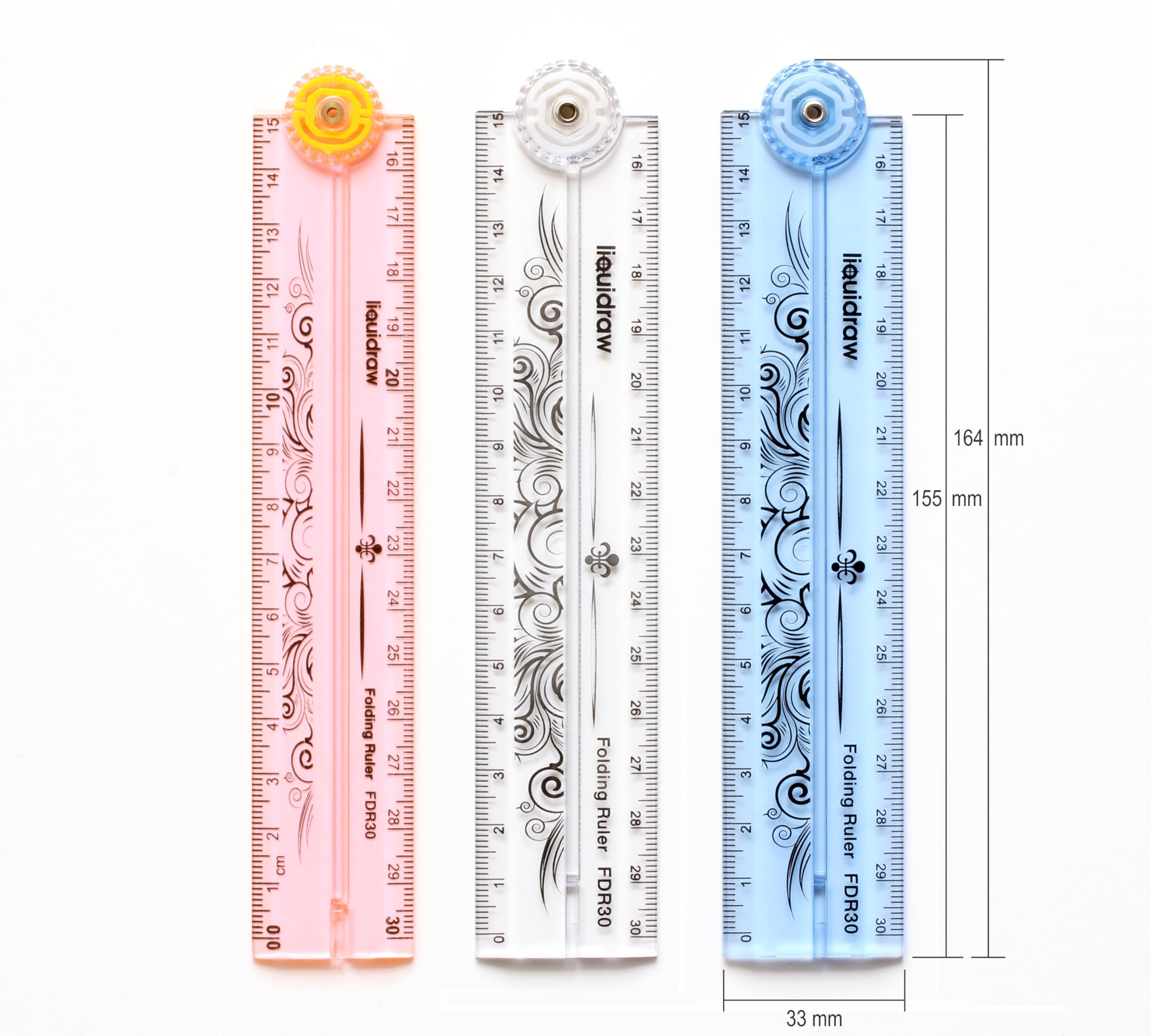 Liquidraw Folding Ruler - 30cm Graduated, Clear Plastic, Foldable to 15cm | Model FDR30 3