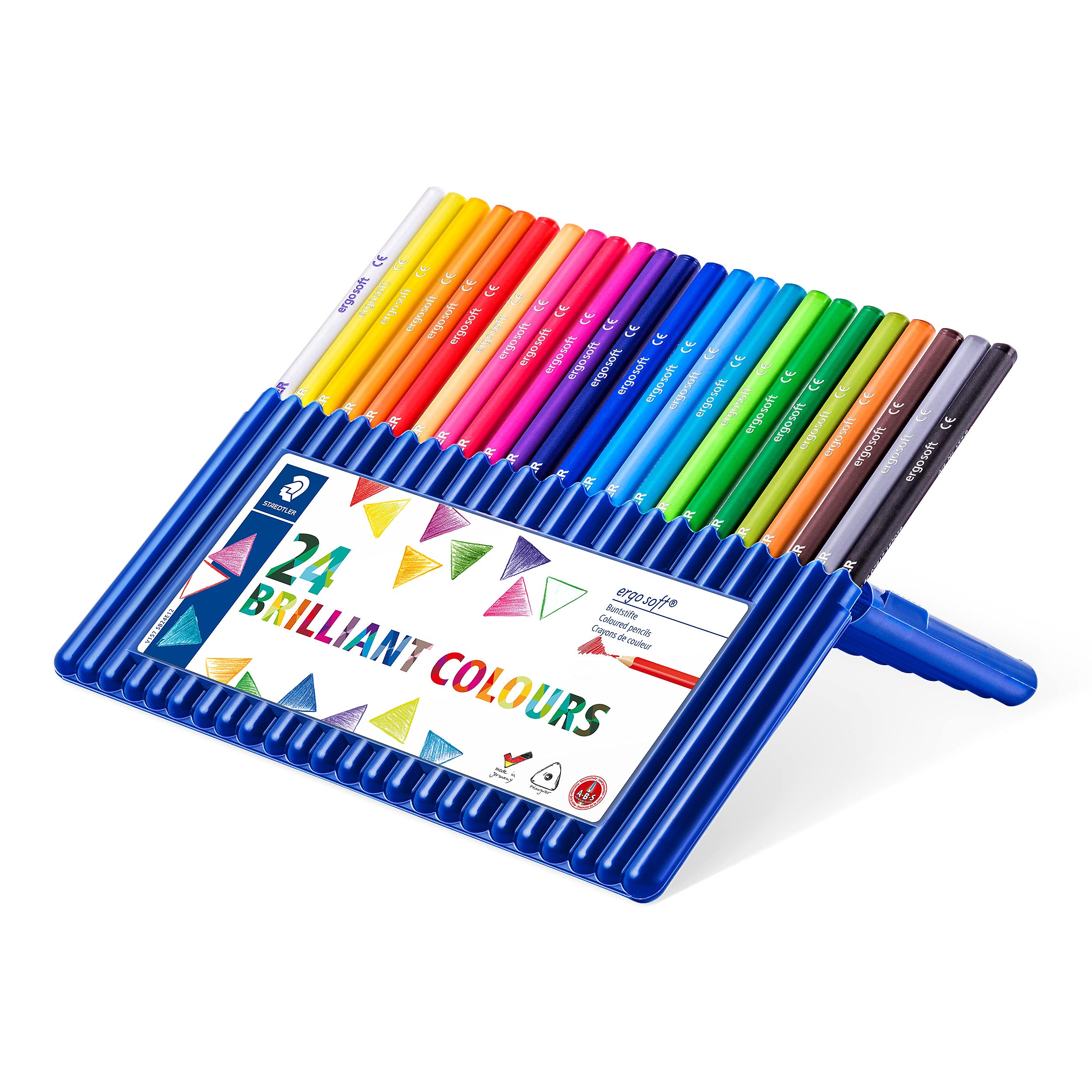 STAEDTLER Ergosoft Triangular Coloured Pencils - Assorted Colours (Pack of 24)