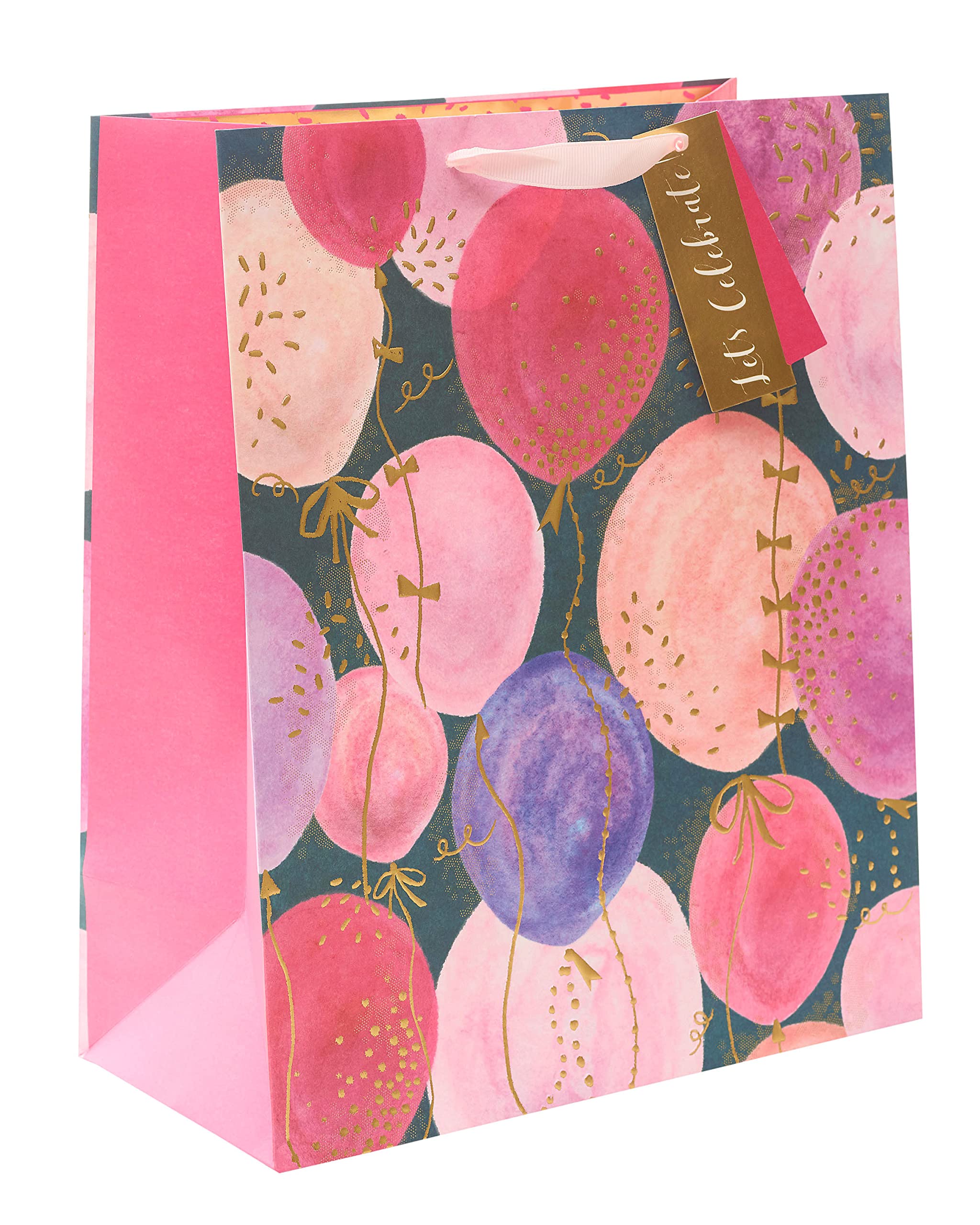 UK Greetings Large Gift Bag for Her/Friend - Pink Balloons Design | FSC Certified Paper 1