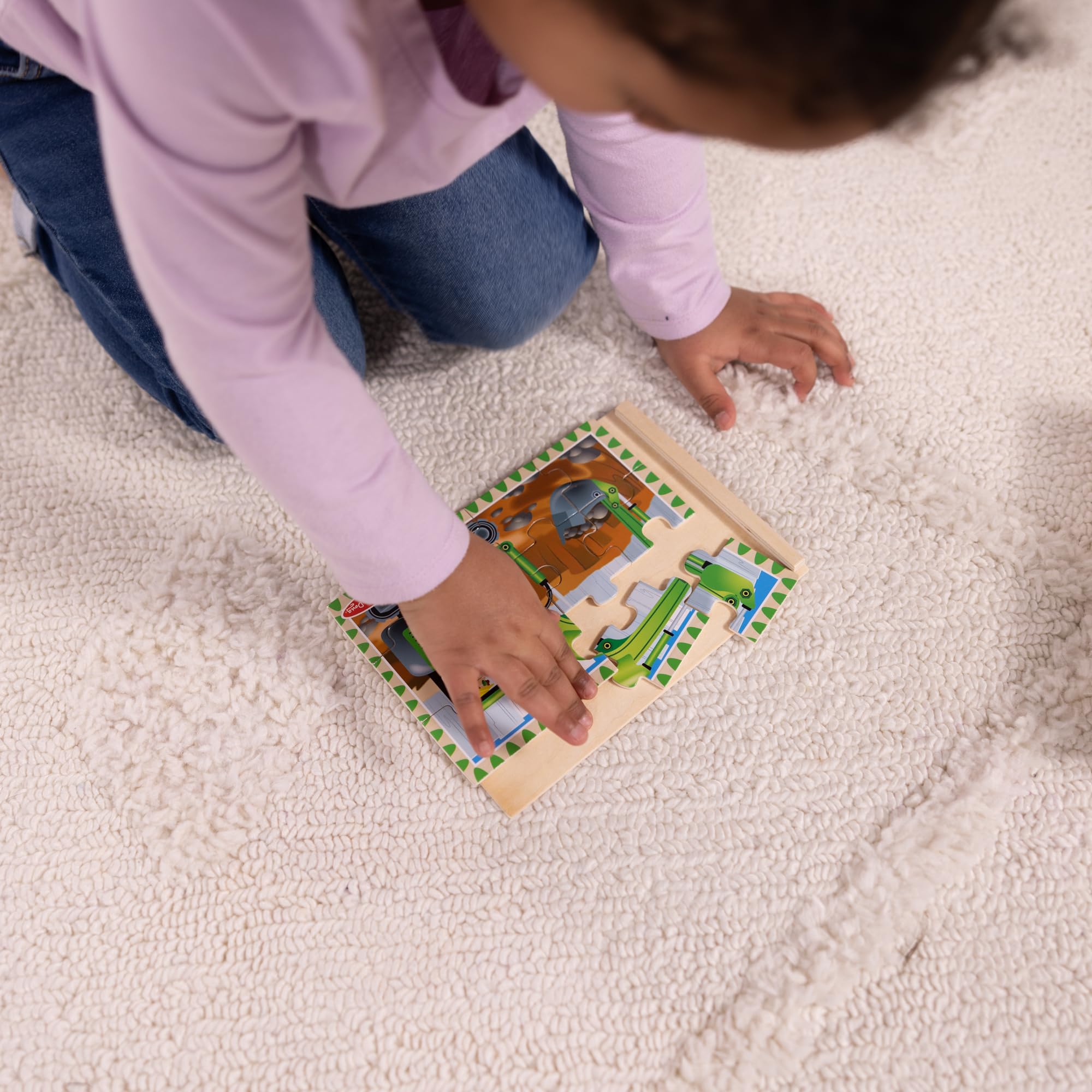 Melissa & Doug Construction Vehicles 4-in-1 Wooden Jigsaw Puzzles Set | 4 x 12 Pieces | Ages 3-6 7