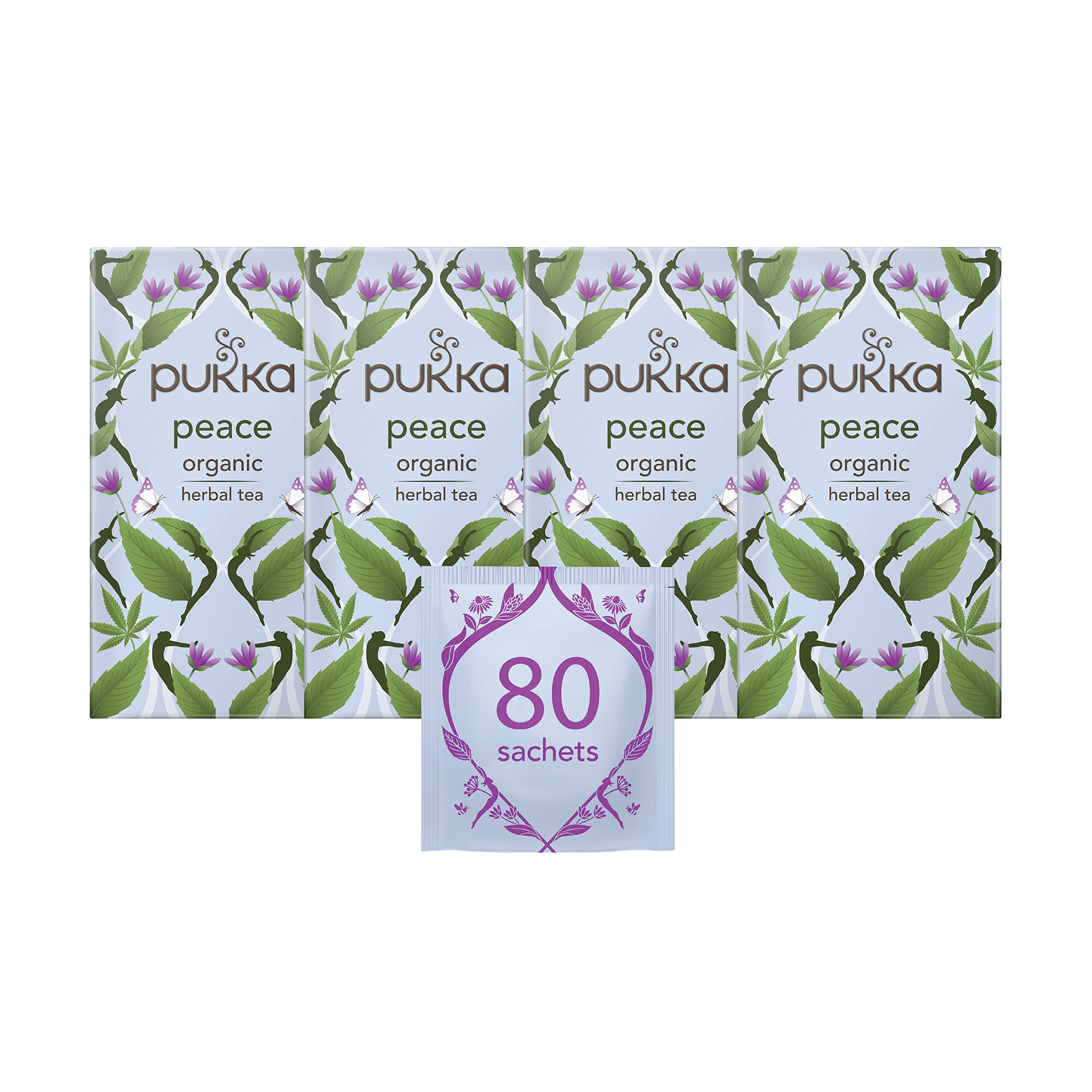 Pukka Herbs Peace Organic Herbal Tea - Promotes Relaxation | 20 Count (Pack of 4) | 30g 1