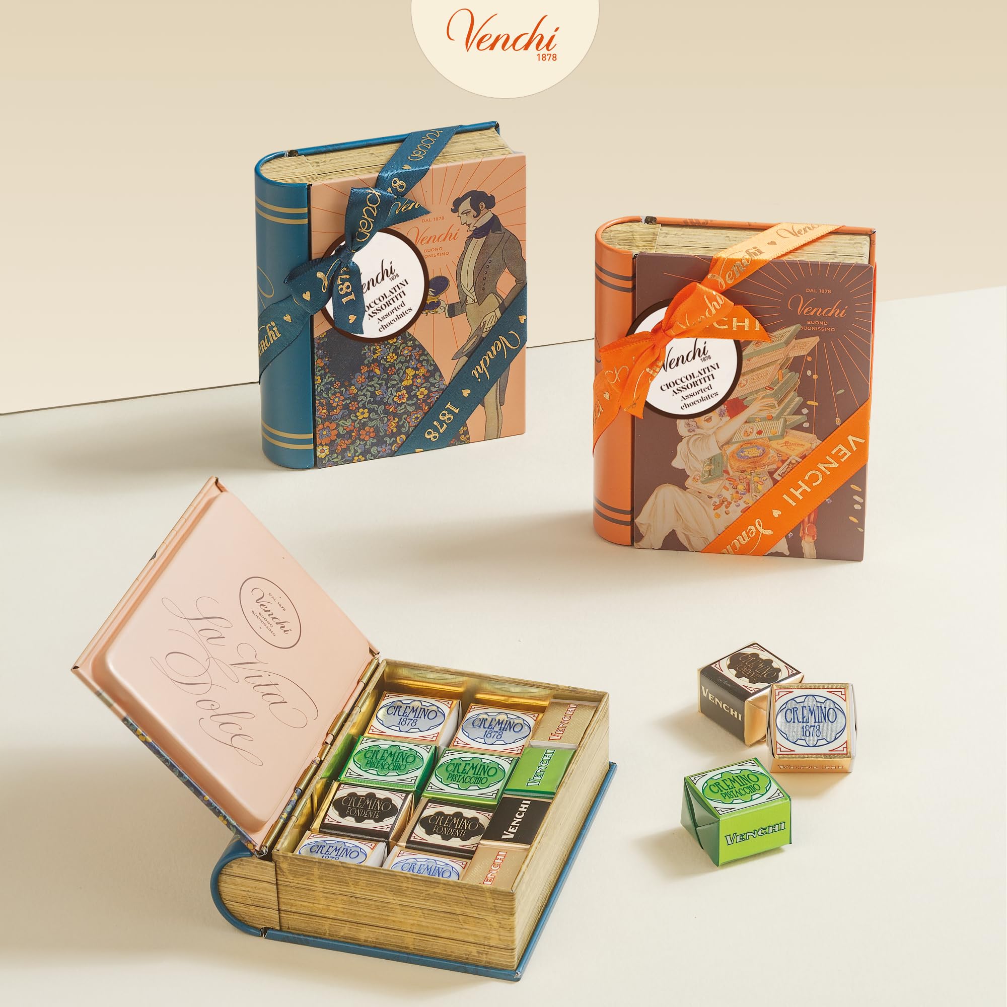 Venchi Cremini Chocolates Mini Book - Assorted Dark, Pistachio & Venezuela, 127g, Gluten Free 11
