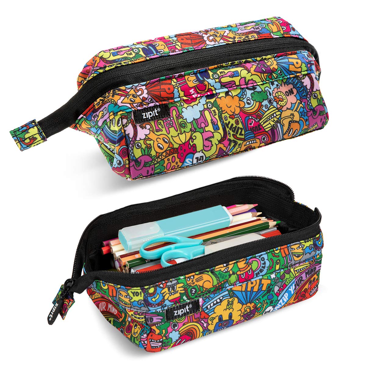 ZIPIT Lenny Pencil Case - Large Capacity (55 Pens) | Machine Washable | Lifetime Warranty