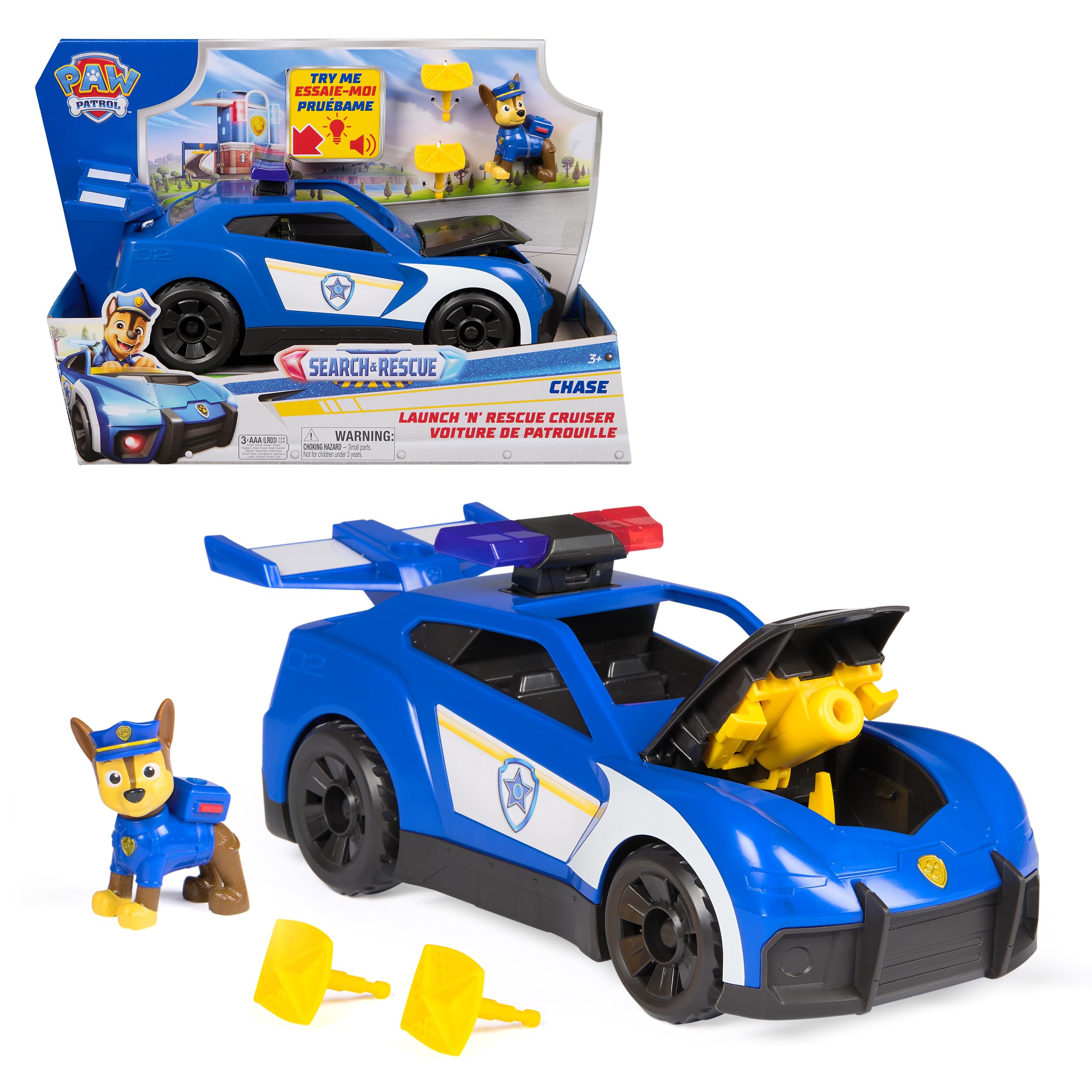 Paw Patrol Search & Rescue Chase Launch “N’ Rescue Cruiser with Figure | 27.9 cm | Ages 3-9