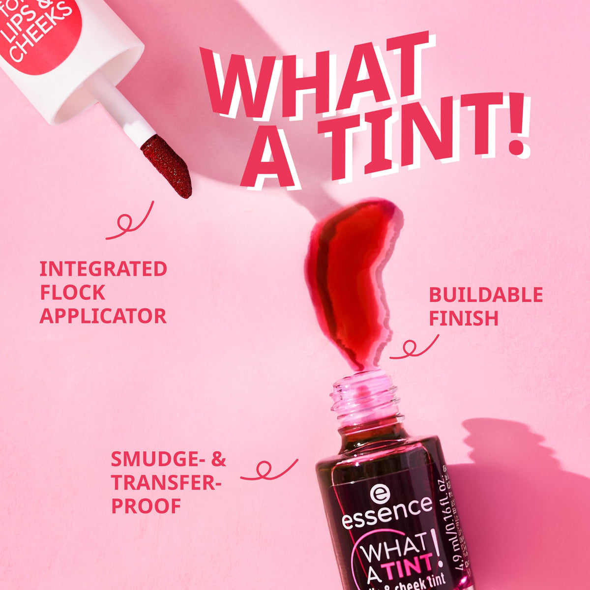 Essence Cosmetics WHAT A TINT! Lip & Cheek Tint - Long-Lasting, Kiss-Proof, Natural Finish | 4.9 ml