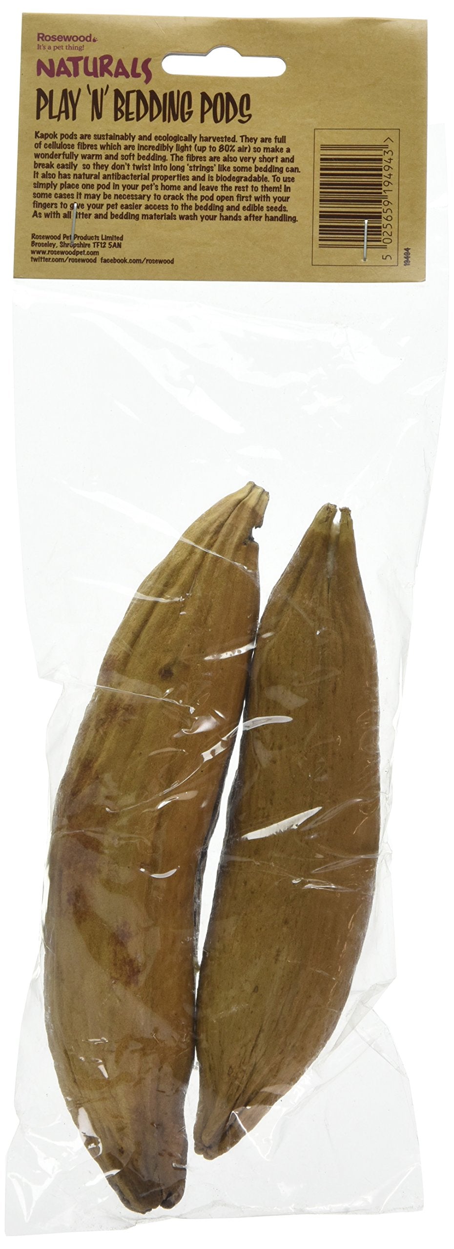 Rosewood Naturals Play n Bedding Pods - Natural Kapok Fiber Bedding for Small Animals | Pack of 2 2