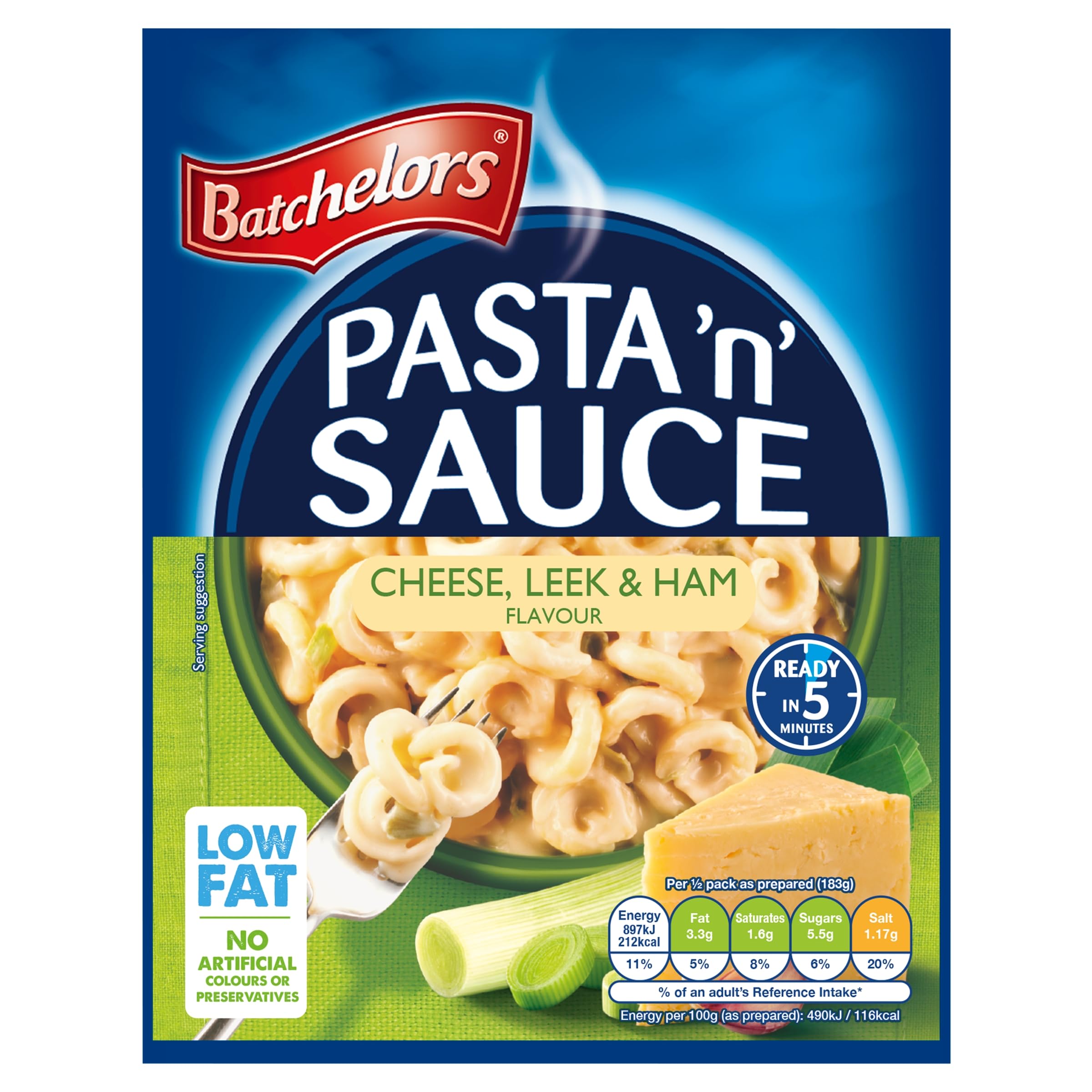 Batchelors Pasta 'n' Sauce Cheese, Leek & Ham Ready Meal, 99 g Packet (Pack of 7)