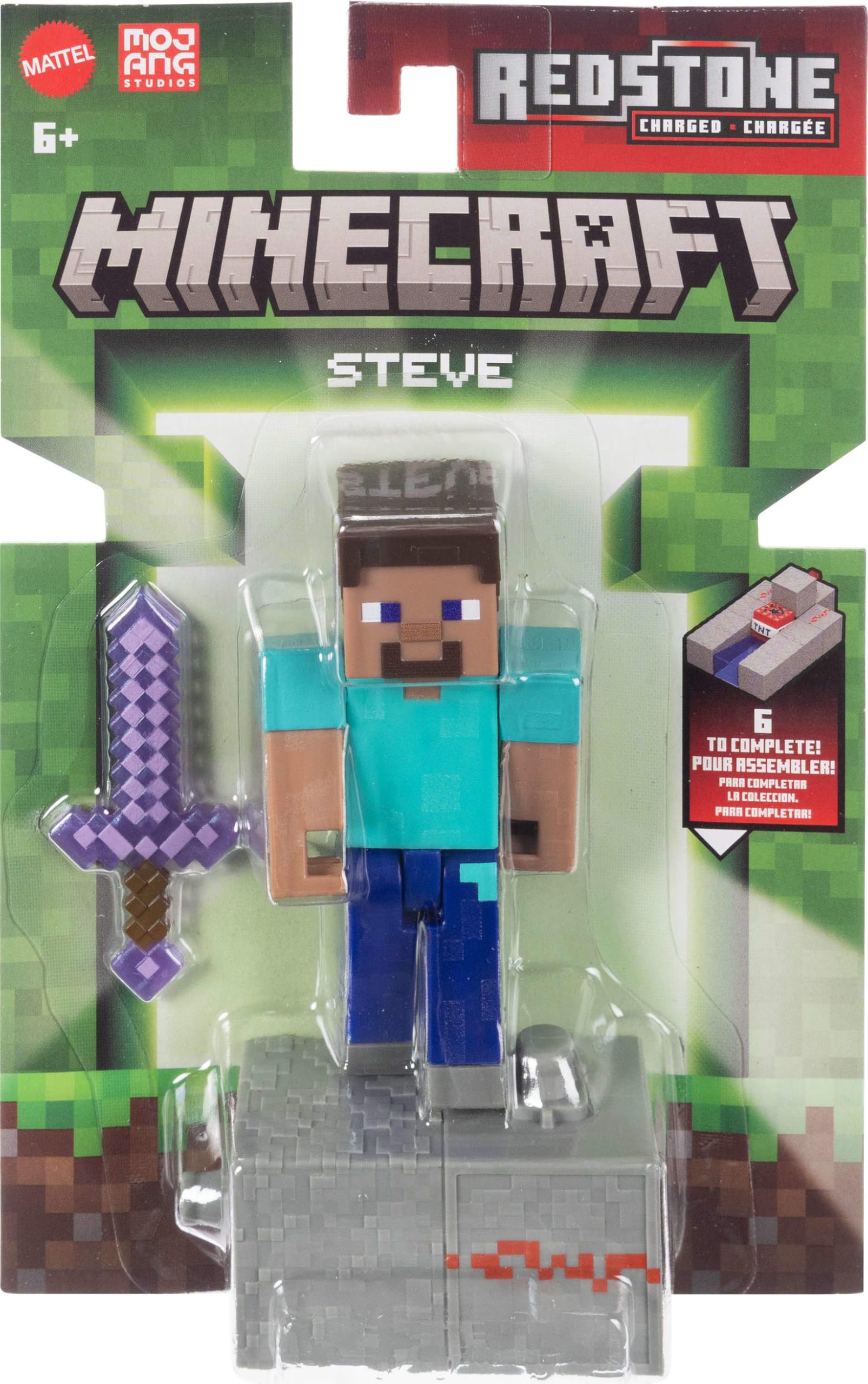Mattel Minecraft Steve Action Figure with Accessory & Redstone Building Piece | 3.25-inch Scale 6