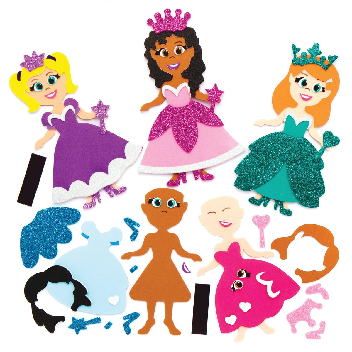 Baker Ross Princess Mix & Match Magnet Kits - 8 Designs, Ages 3+