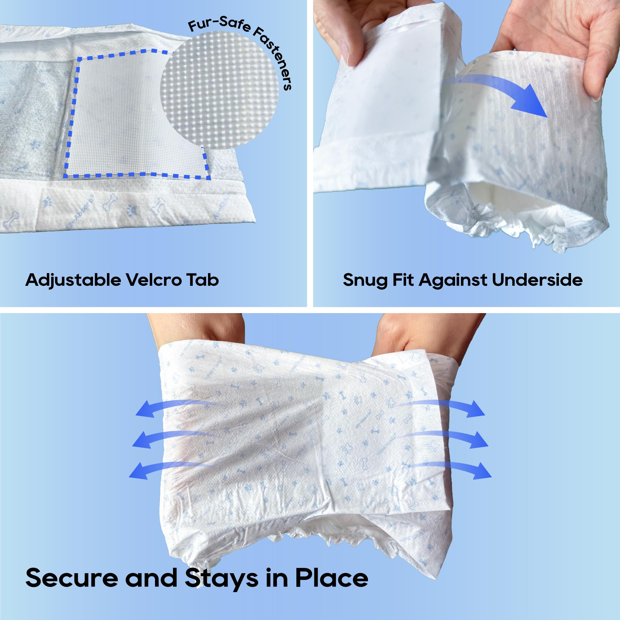 HONEY CARE All-Absorb A26 Male Dog Wraps - Small Size, 50 Count | Breathable & Leak-Proof