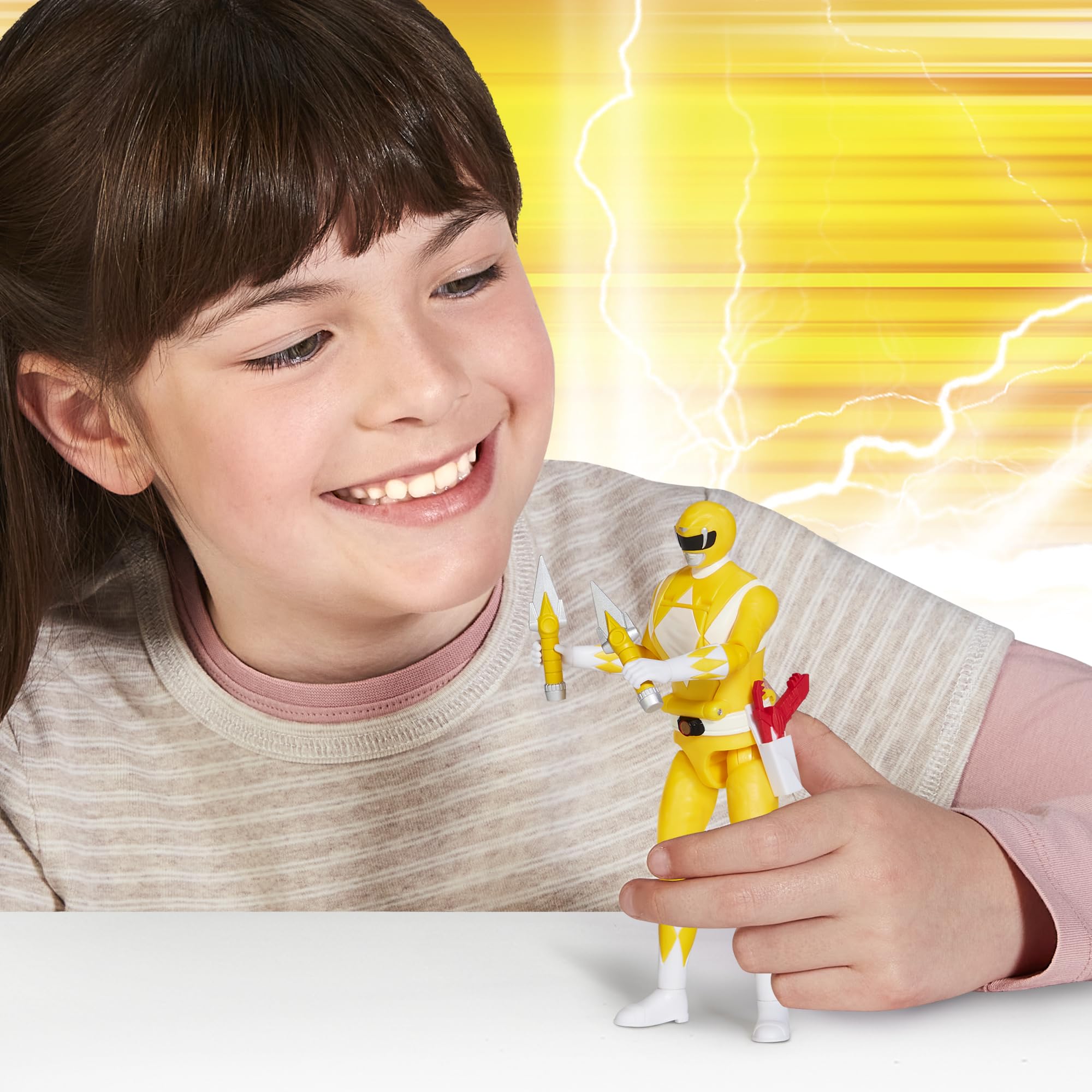 Power Rangers Yellow Ranger Action Figure | Auto-Morphin Feature | 15 cm Tall 2