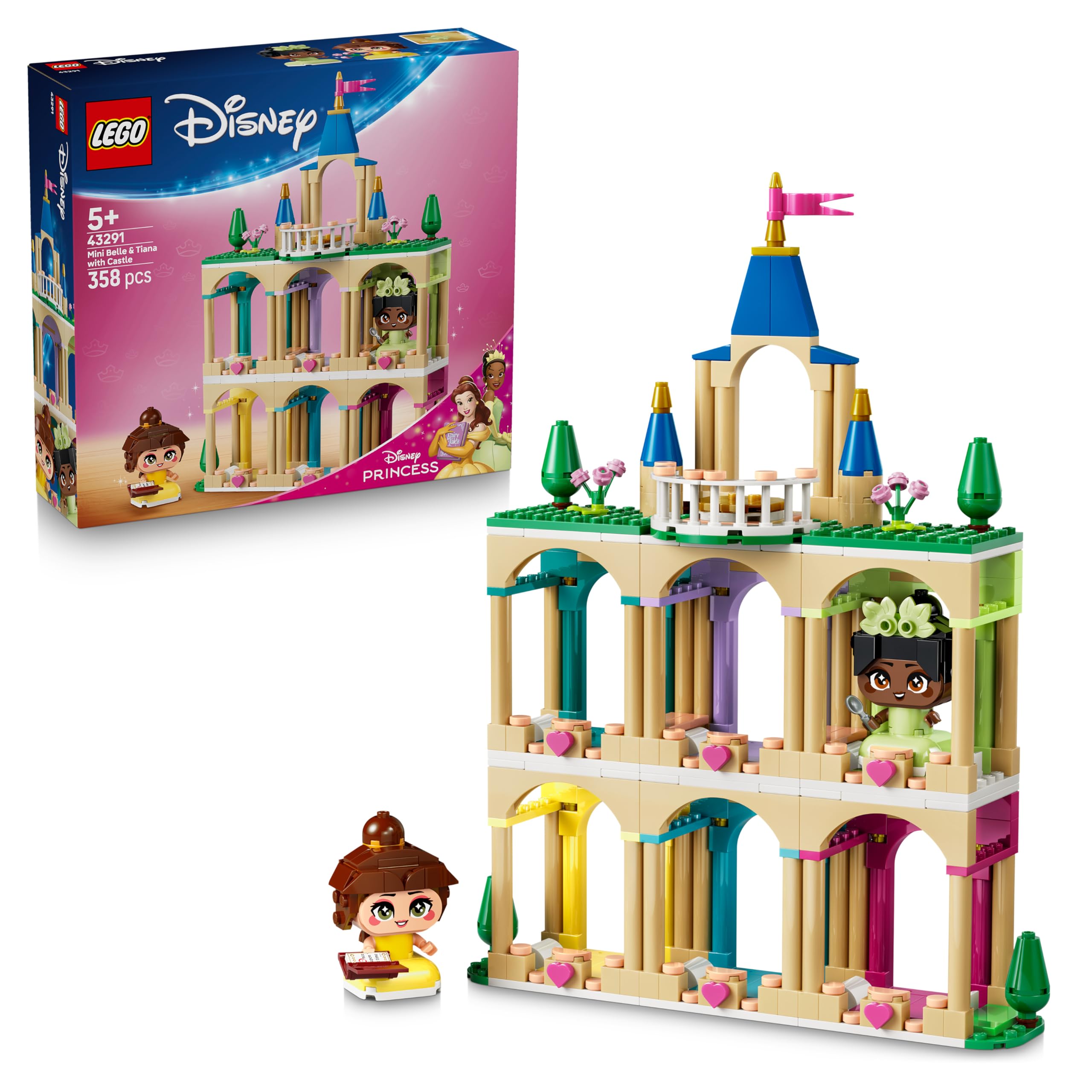 LEGO Disney Princess Mini Belle & Tiana with Castle Building Set | Ages 5+ | Model 43291