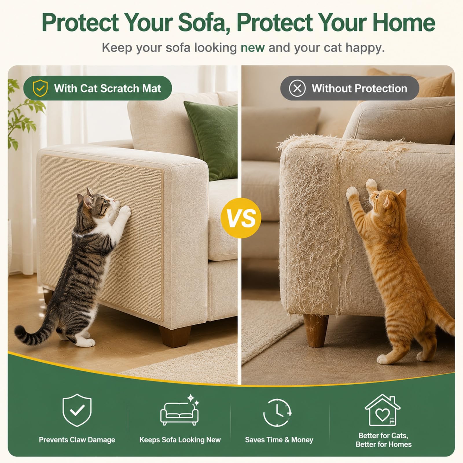 Muexoee Cat Scratching Mat - Thickened Polyester, DIY Cuttable, Self-Adhesive | 40cm x 2m 5