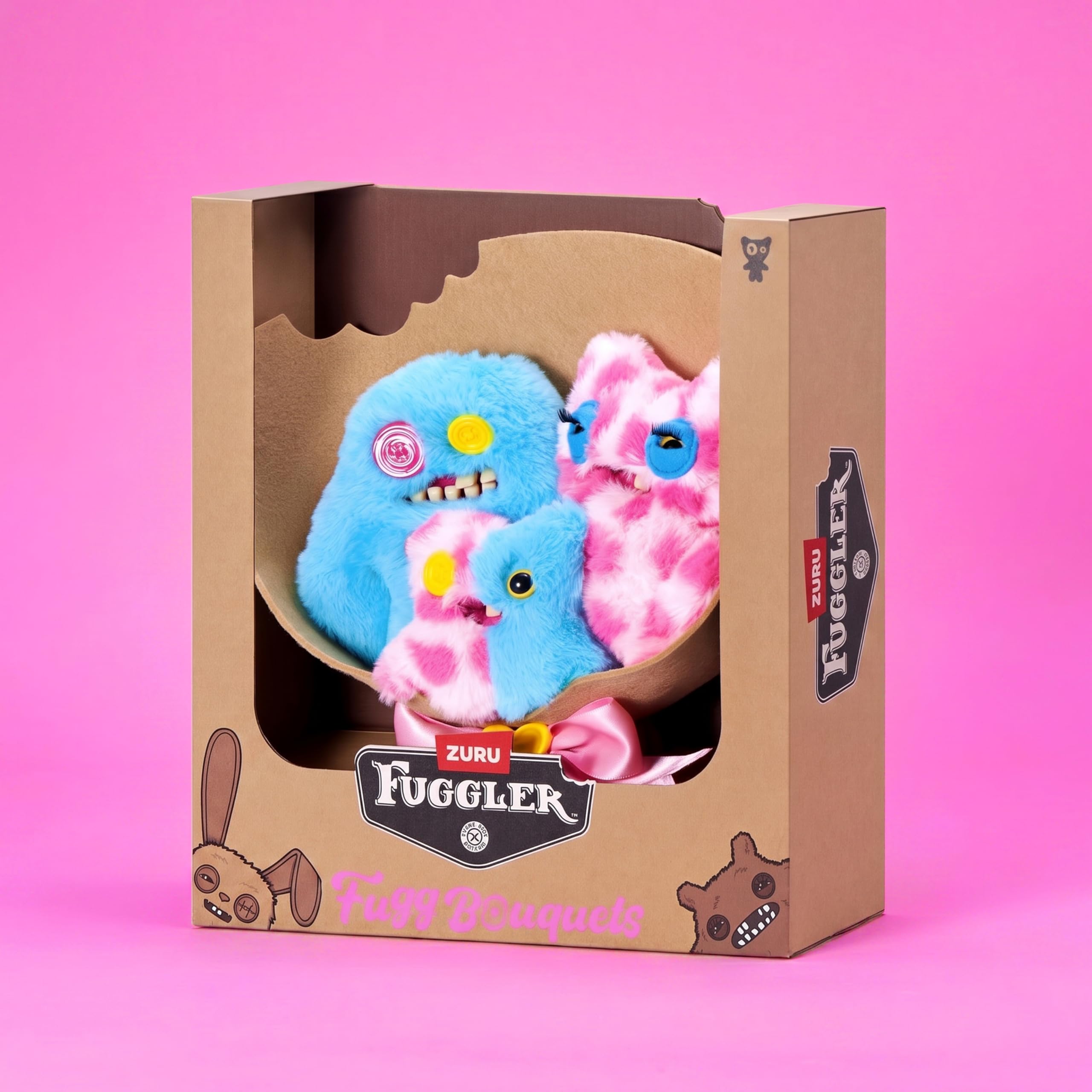 Fuggler Soft Dolls Bouquet - Sasquoosh, Stinkface, Squooshface - 2 x 9 inch, 1 x 3.5 inch Plush Set 2
