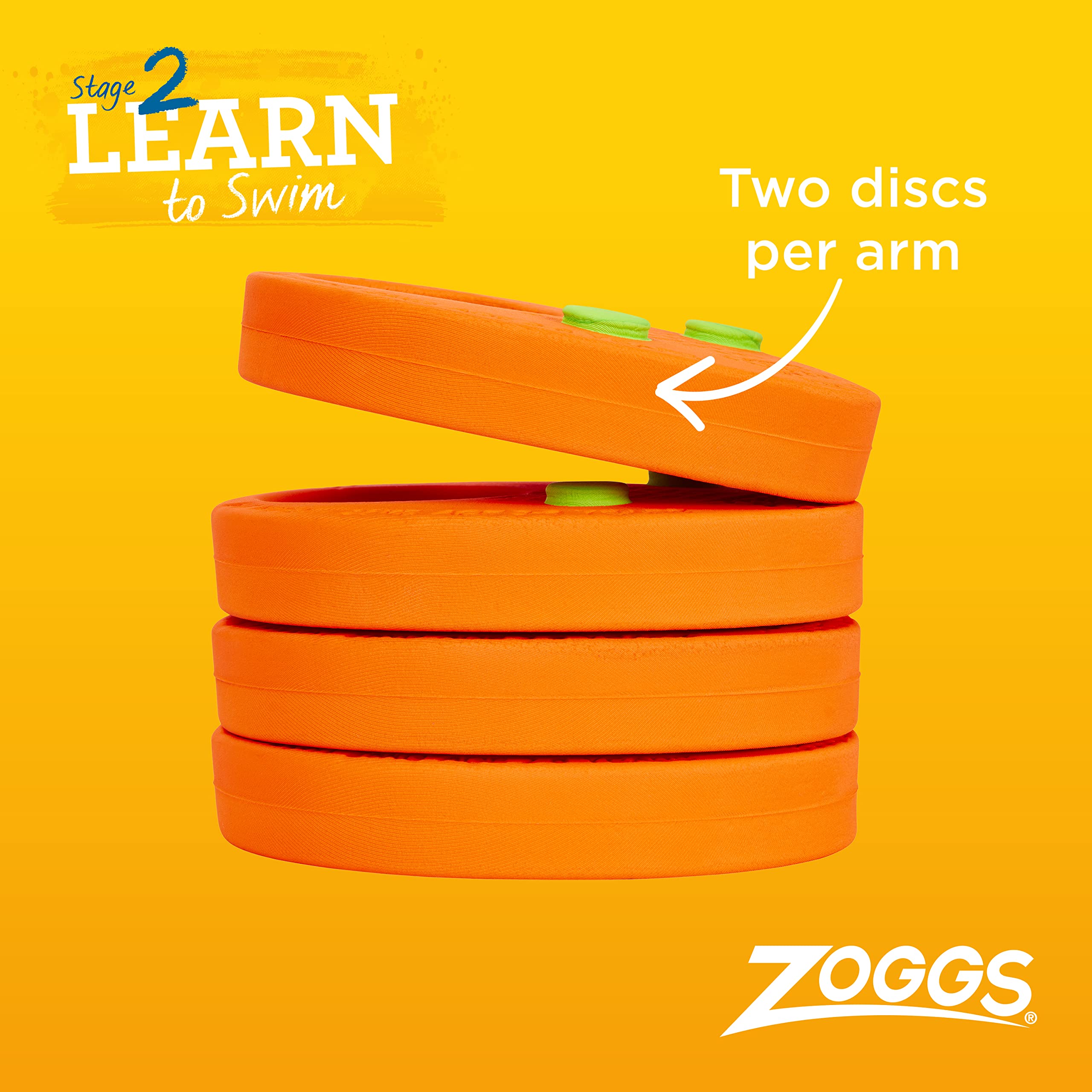 Zoggs Float Discs Armbands - Confidence Building Swimming Aid for Children Ages 2-6 Years, Orange/Green
