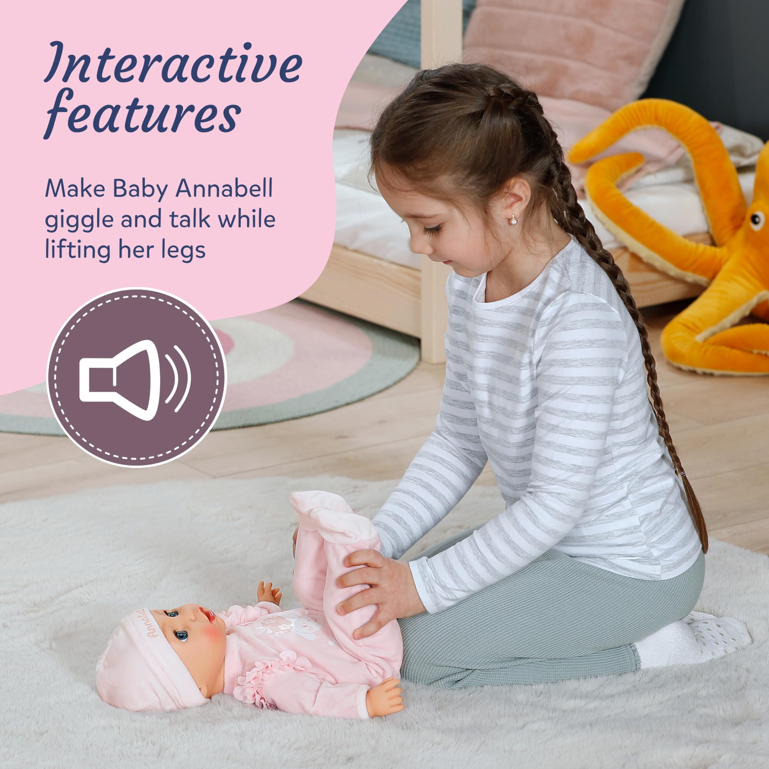 Baby Annabell Active Annabell 43cm - Interactive Soft-Bodied Baby Doll with Realistic Sounds & Movements 9