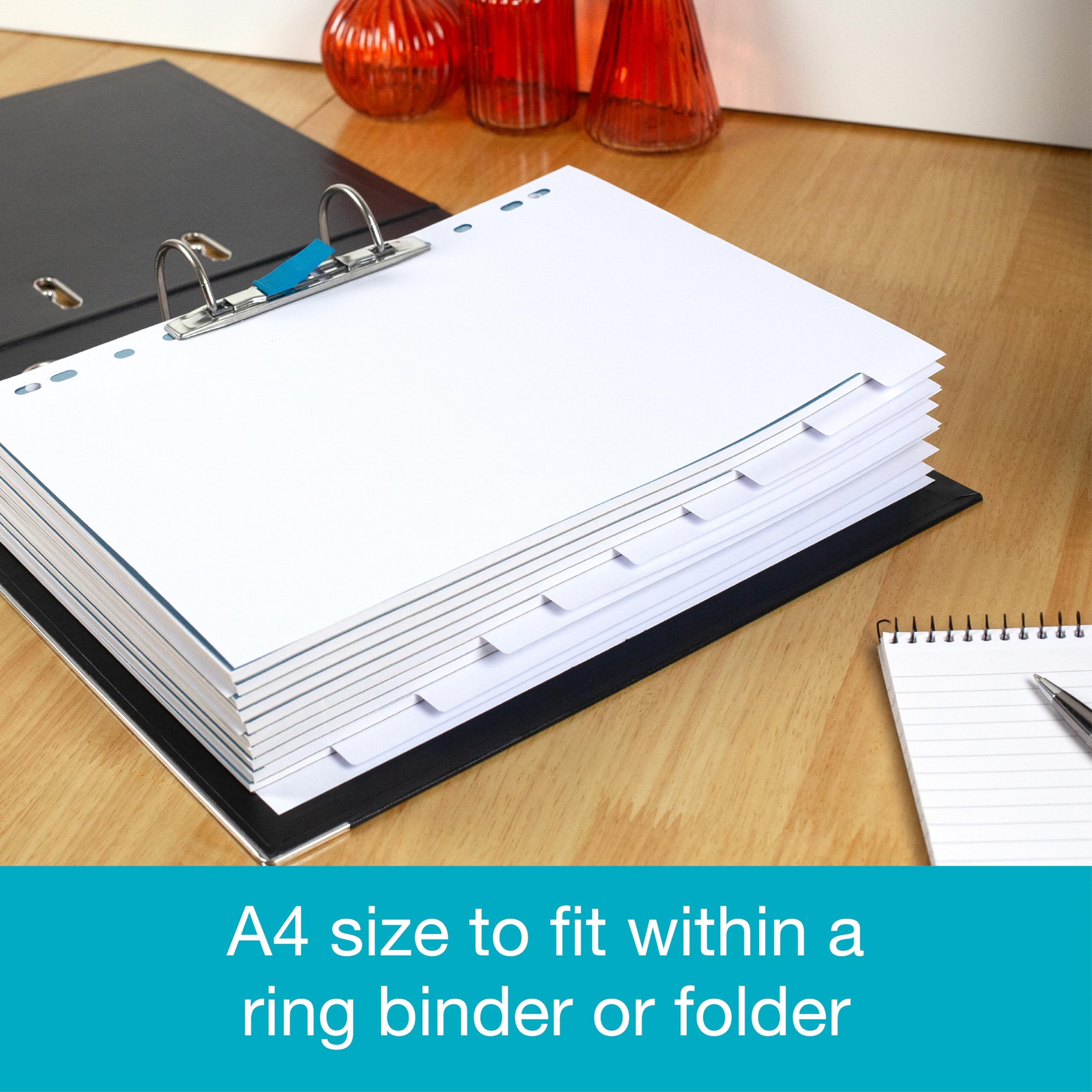 Elba A4 10 Part Card Dividers - White | Durable 160 gsm Cardstock | 10-Hole Punched 3