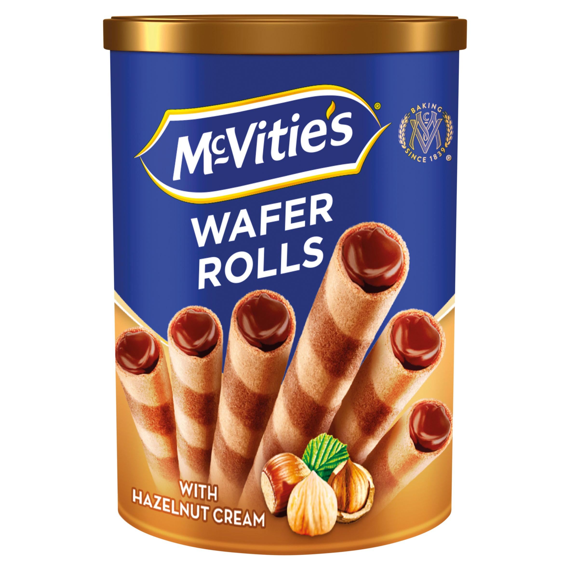 McVitie's Wafer Rolls with Hazelnut Cream Filling - Chocolate Snack Treats | 170g