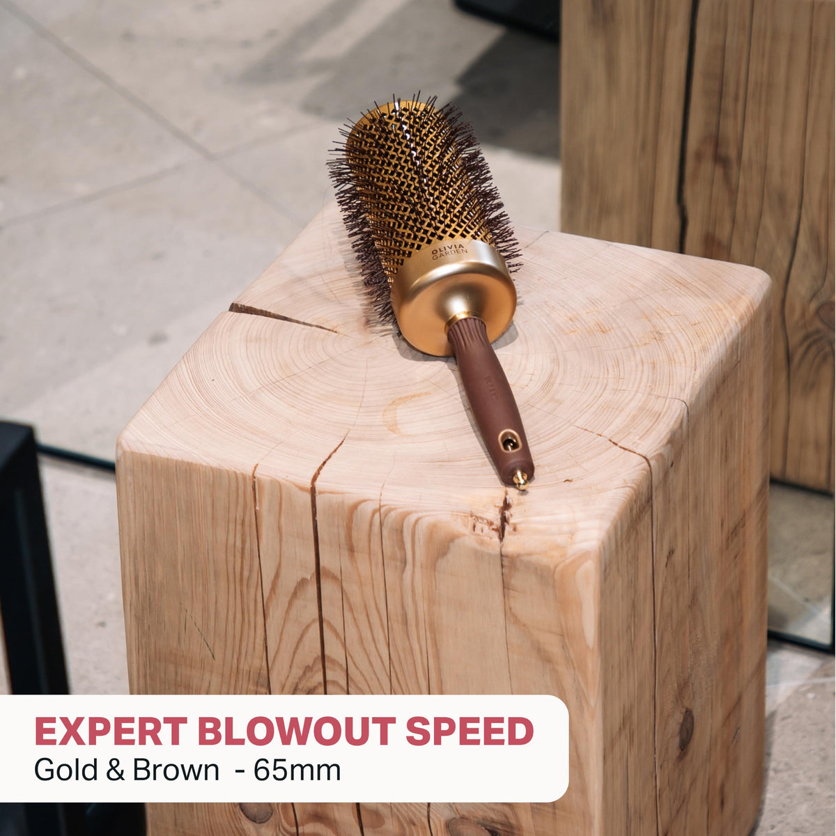 Olivia Garden Expert Blowout Speed Round Hair Brush - 65 mm, Gold & Brown
