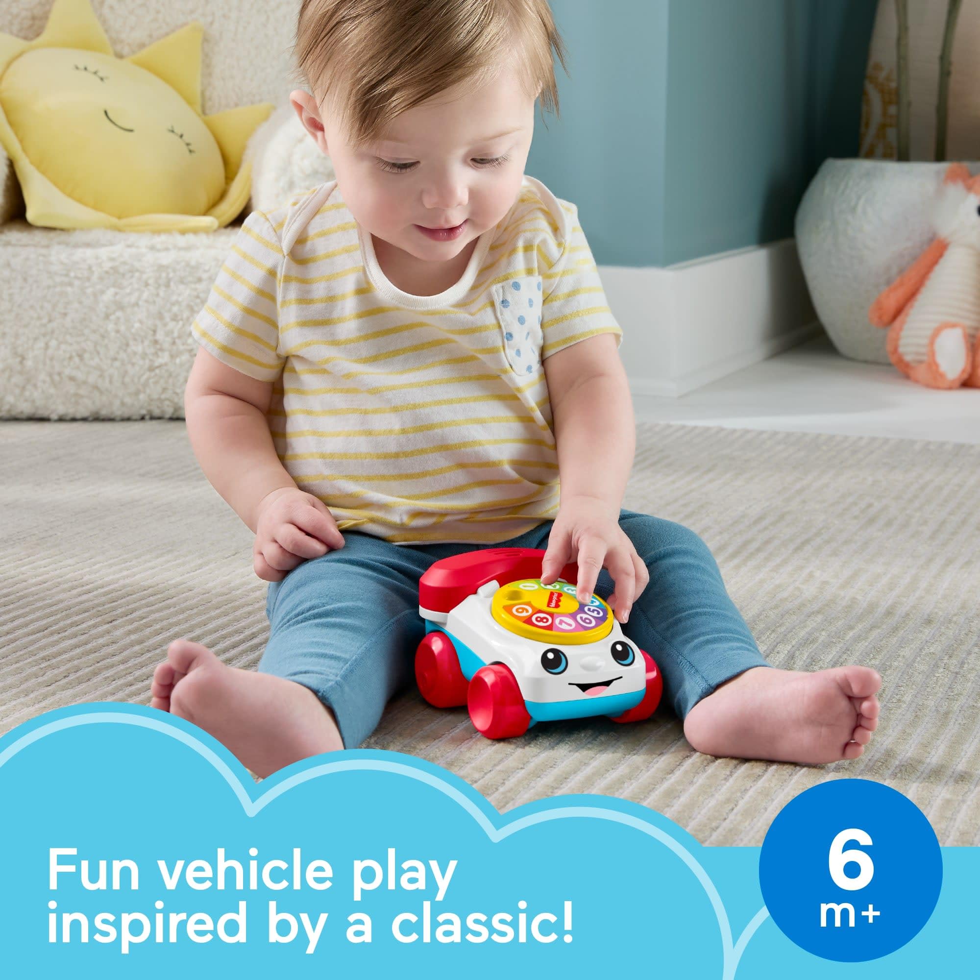 Fisher-Price Chatter Telephone Vehicle Push-Along Toy | Ages 6+ Months | JKD56