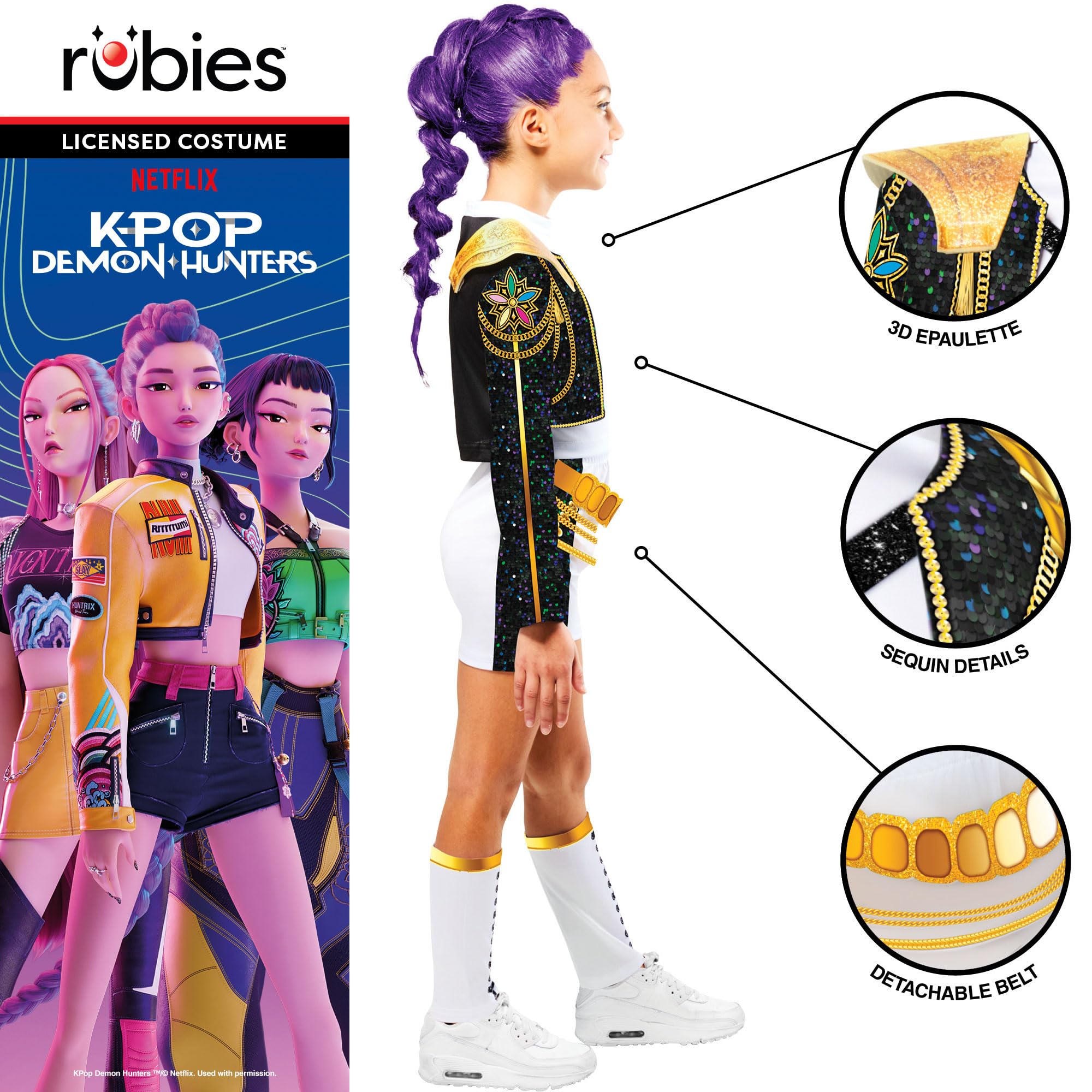 Rubies K-Pop Demon Hunters Rumi Golden Child Costume - Girls 9-10 Years 3