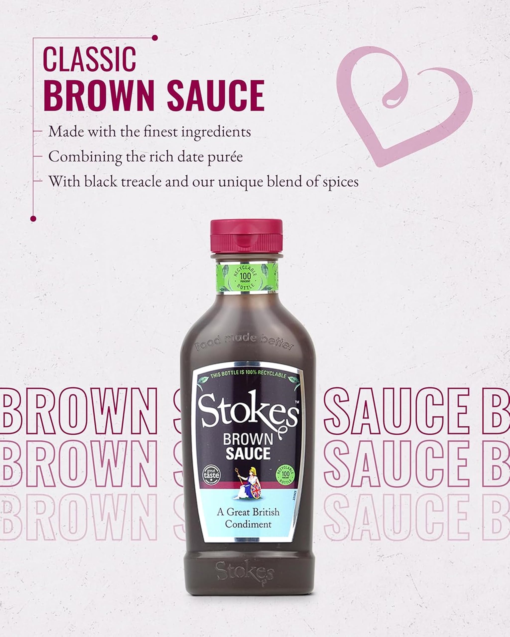 Stokes Real Brown Sauce 3PK SQUEEZY - Rich & Spicy Brown Sauce with Date Purée & Black Treacle 8