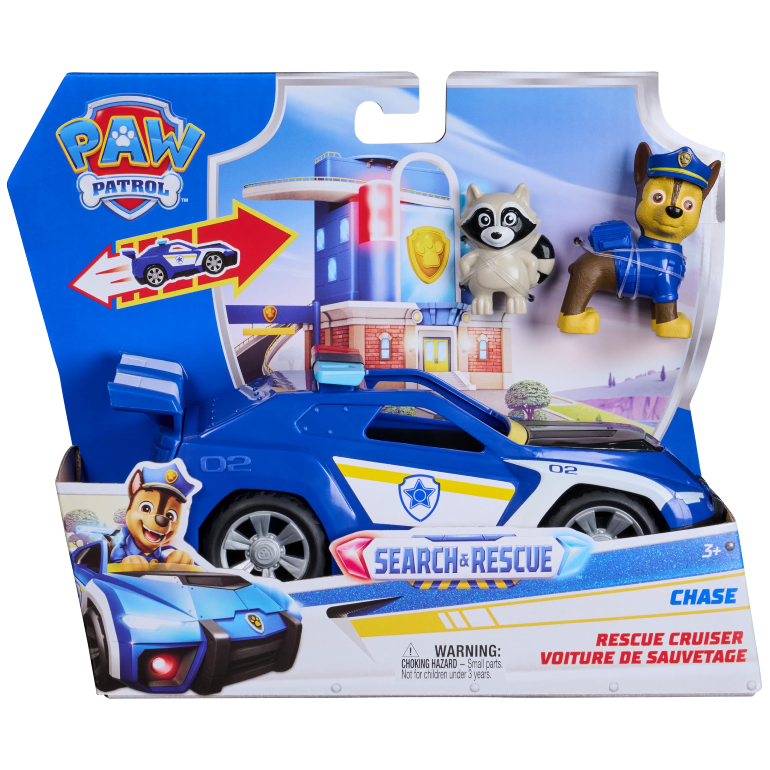 Paw Patrol Search & Rescue Chase Rescue Cruiser Vehicle with 2 Figures | Pull-Back Action | Ages 3-9