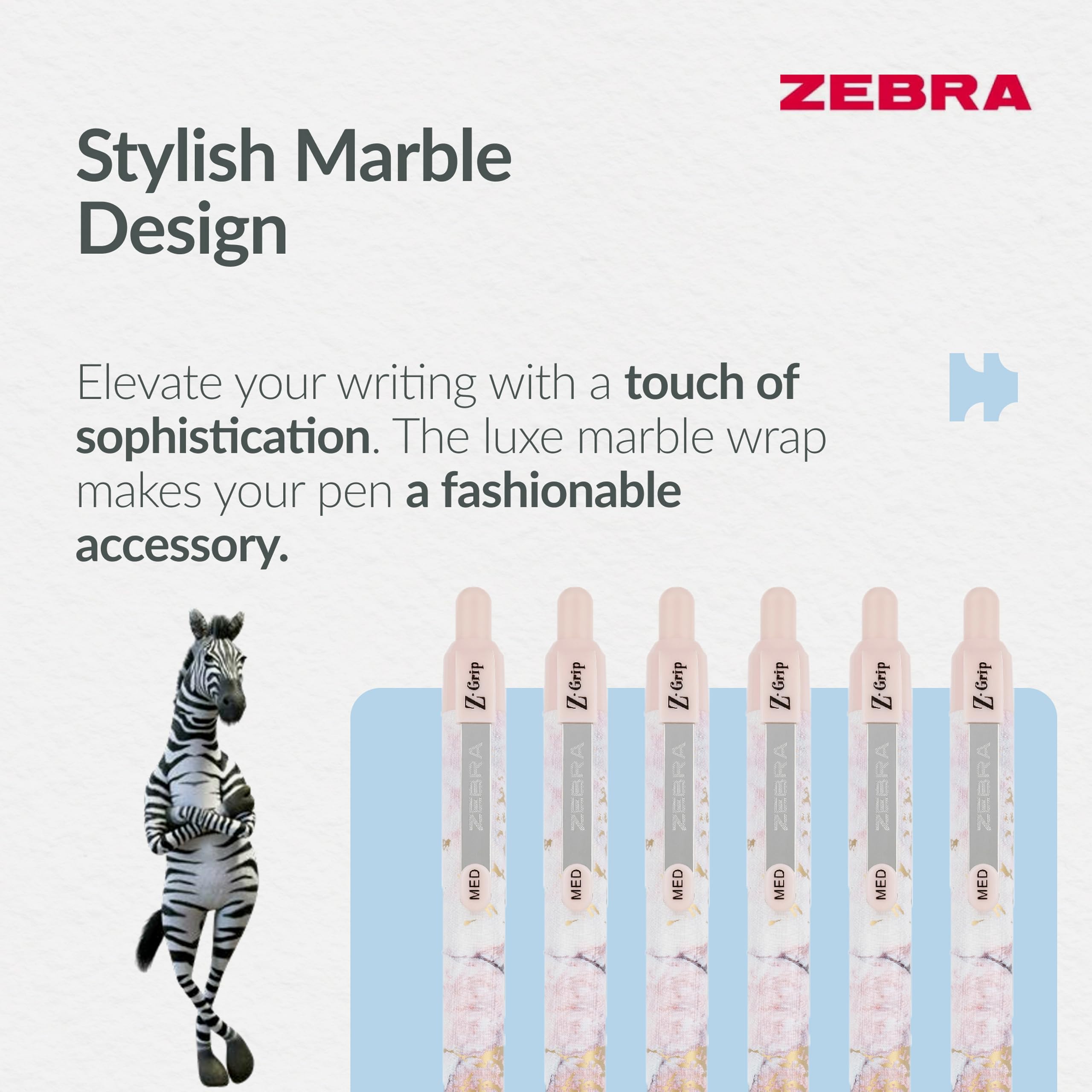 Zebra Pen Z-Grip Smooth Glam Retractable Ballpoint Pens - Black Ink, 1.0mm Medium Point, 3 Pack 6