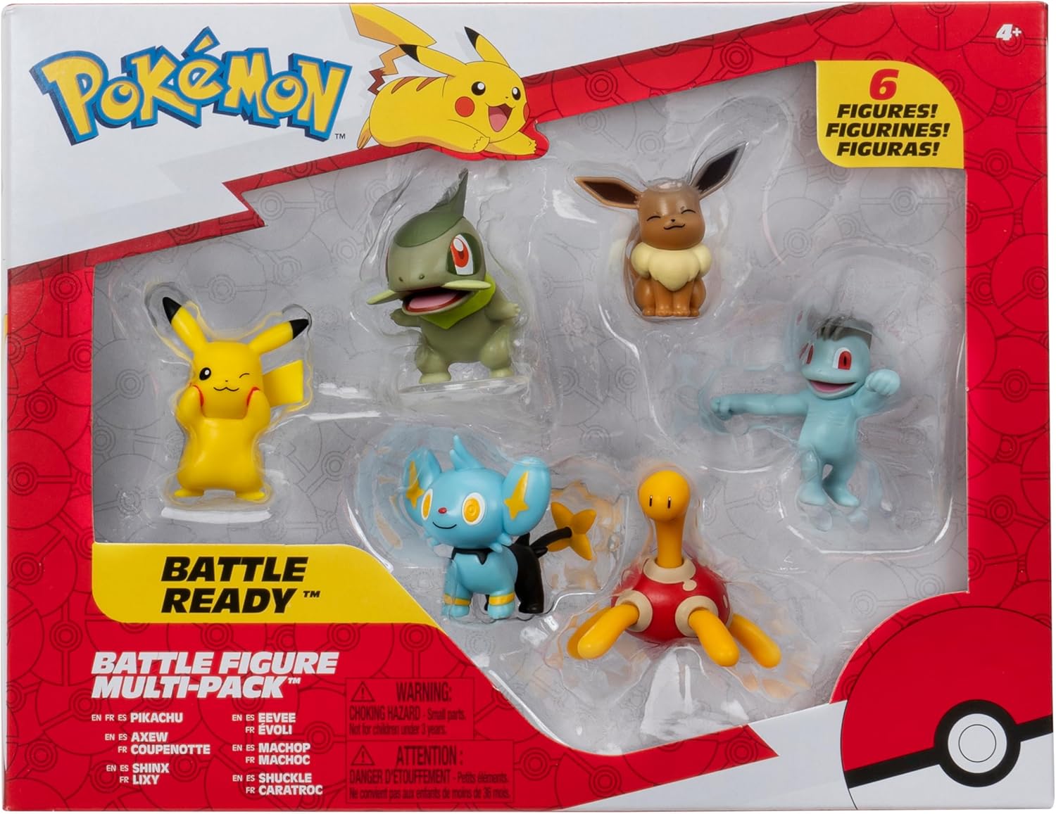 Pokémon Battle Figure 6 Pack - 2-Inch Action Figures of Pikachu, Shuckle, Axew, Shinx, Eevee & Machop 9