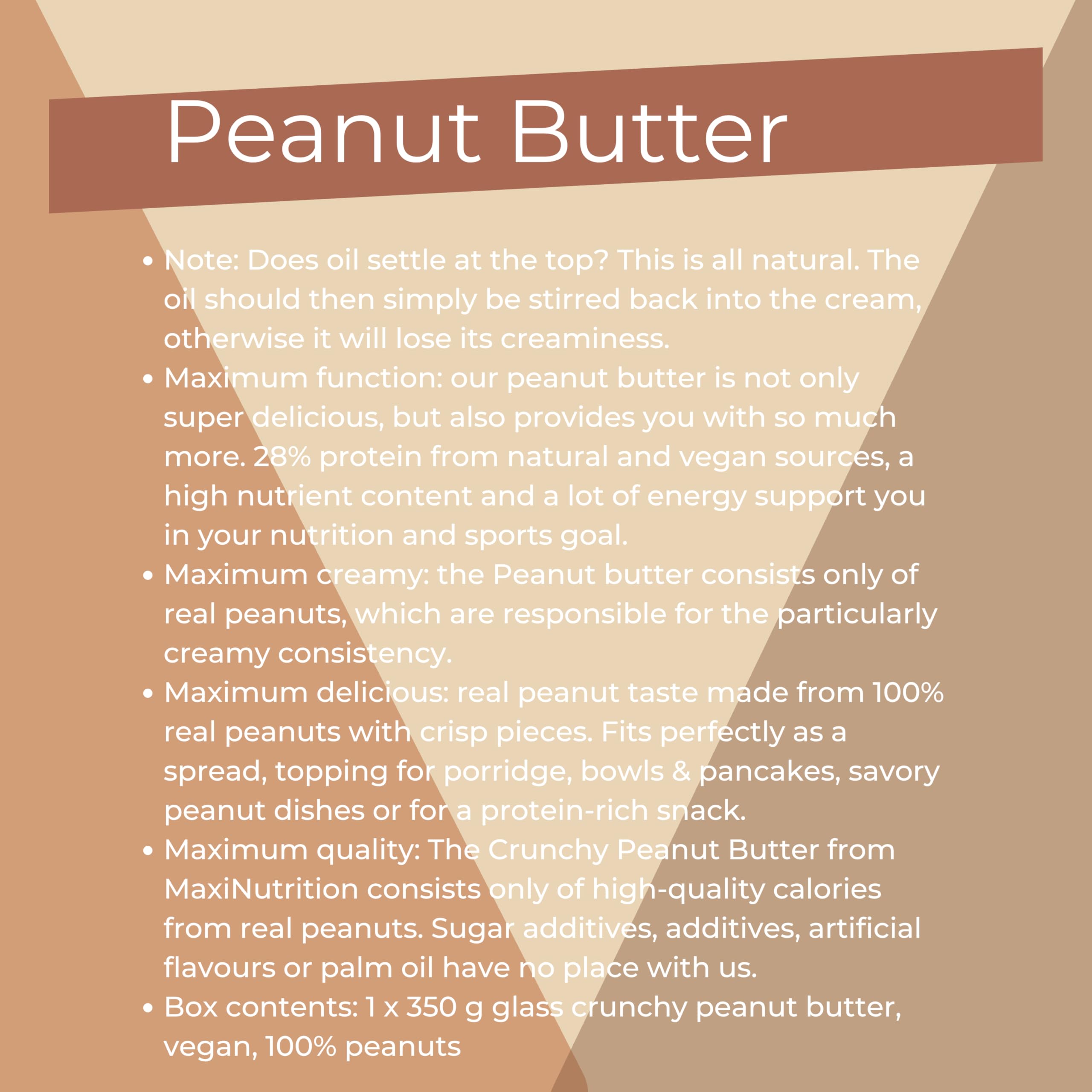 MaxiNutrition Crunchy Peanut Butter - 100% Peanuts, High Protein | 350g Jar 3