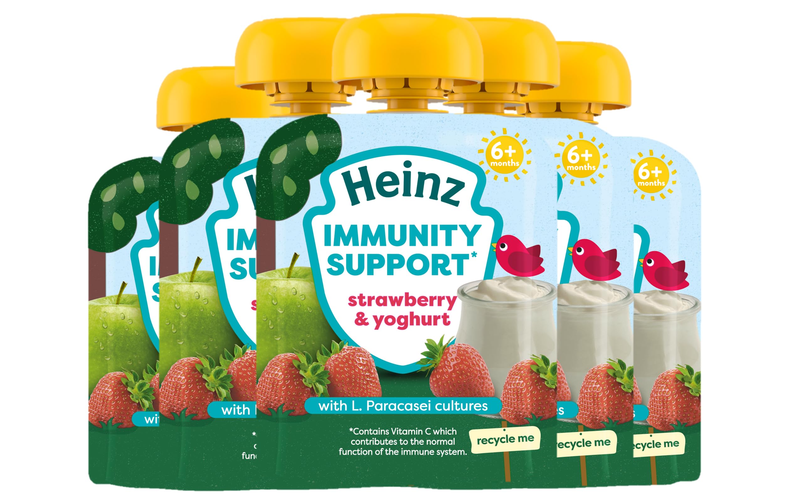 Heinz Strawberry & Yoghurt Fruit Pots - Immunity Support, 6 x 85g Pouches 1