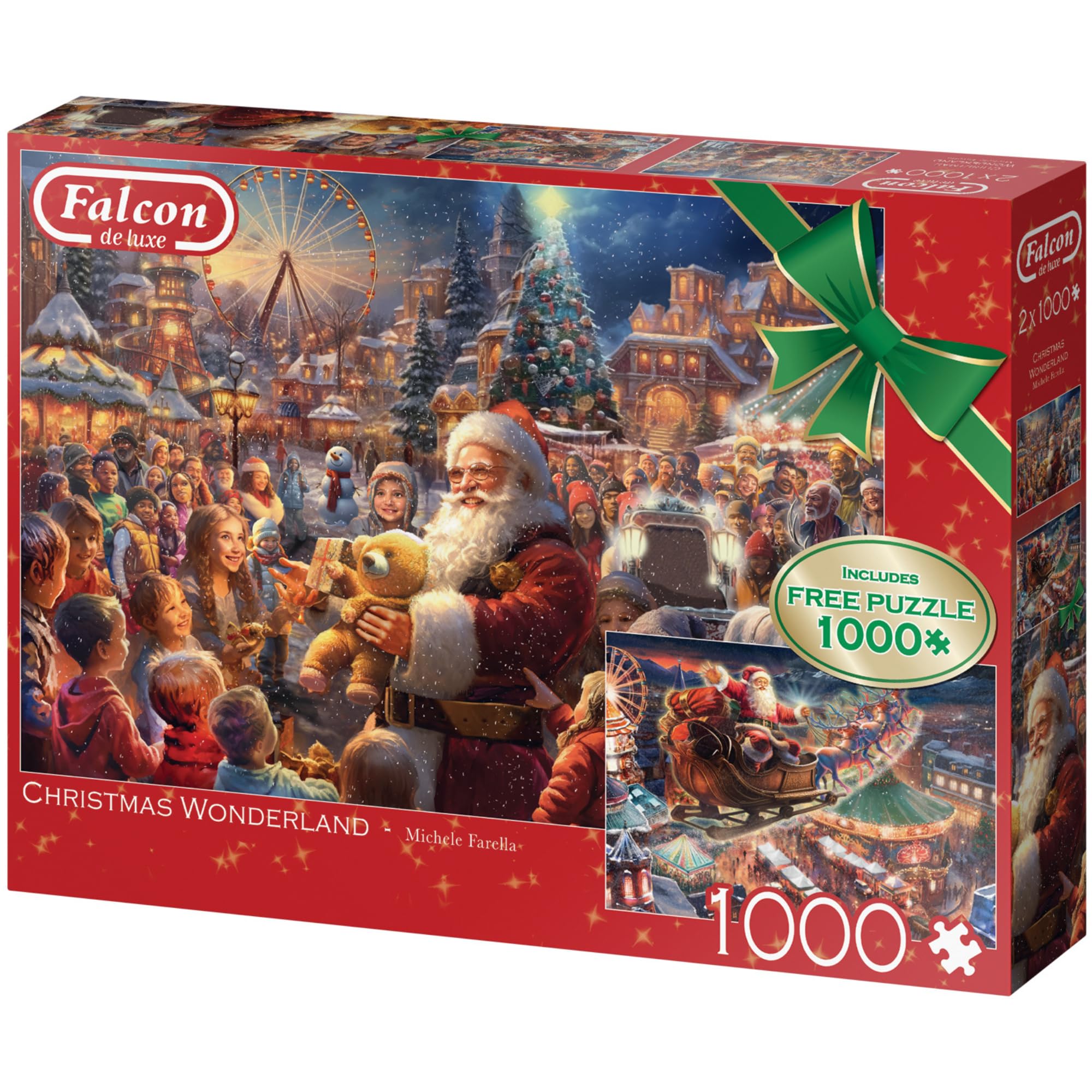 Falcon Christmas Wonderland - 2 x 1000 Piece Jigsaw Puzzle for Adults - Illustrated by Michele Farella 6