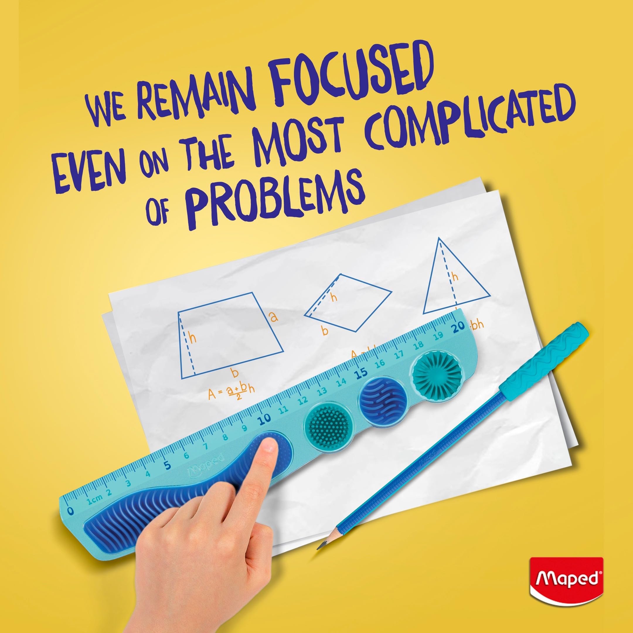 Maped Kidy Learn Concentration Ruler - 20cm, Shatterproof PET, Blue | Sensory Zones 3
