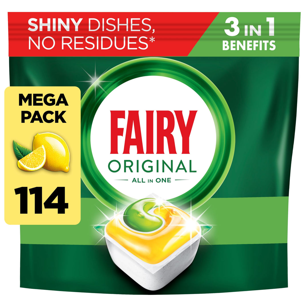 Fairy Original All-In-One Dishwasher Tablets with Lemon Scent, 114 Tablets