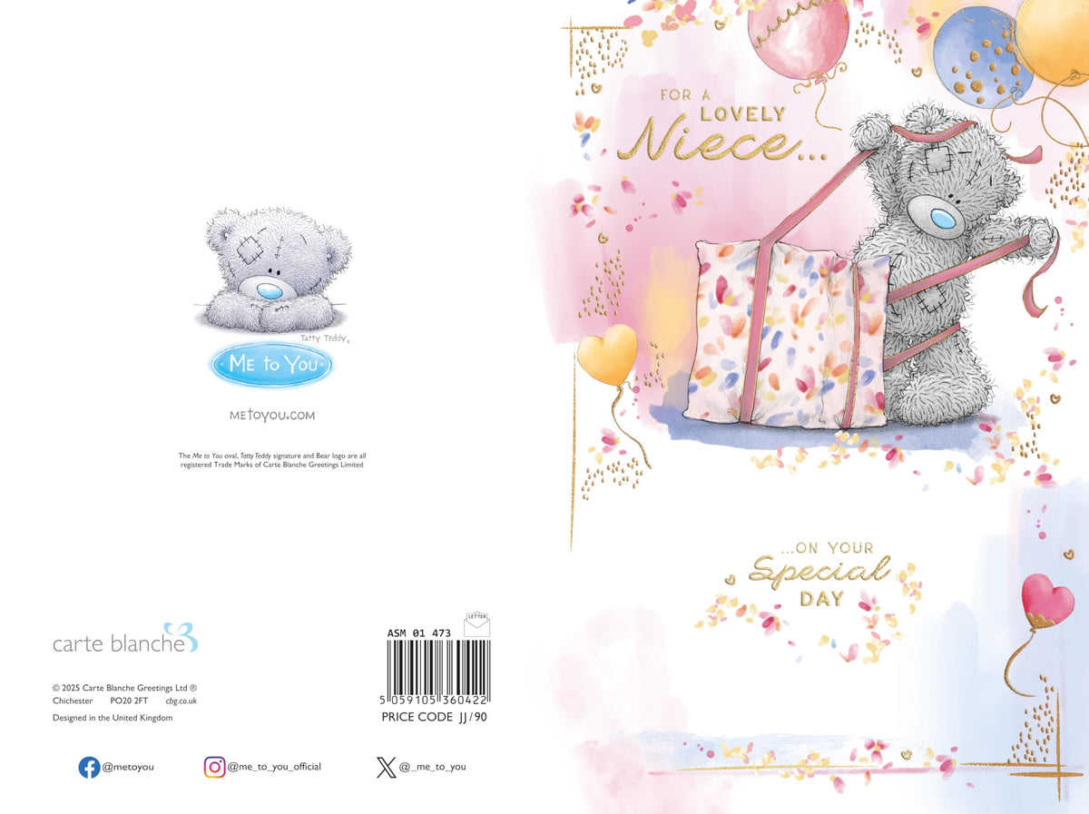Me to You Tatty Teddy Birthday Card - Luxury Gold Foil Design | 6 x 9 Inches