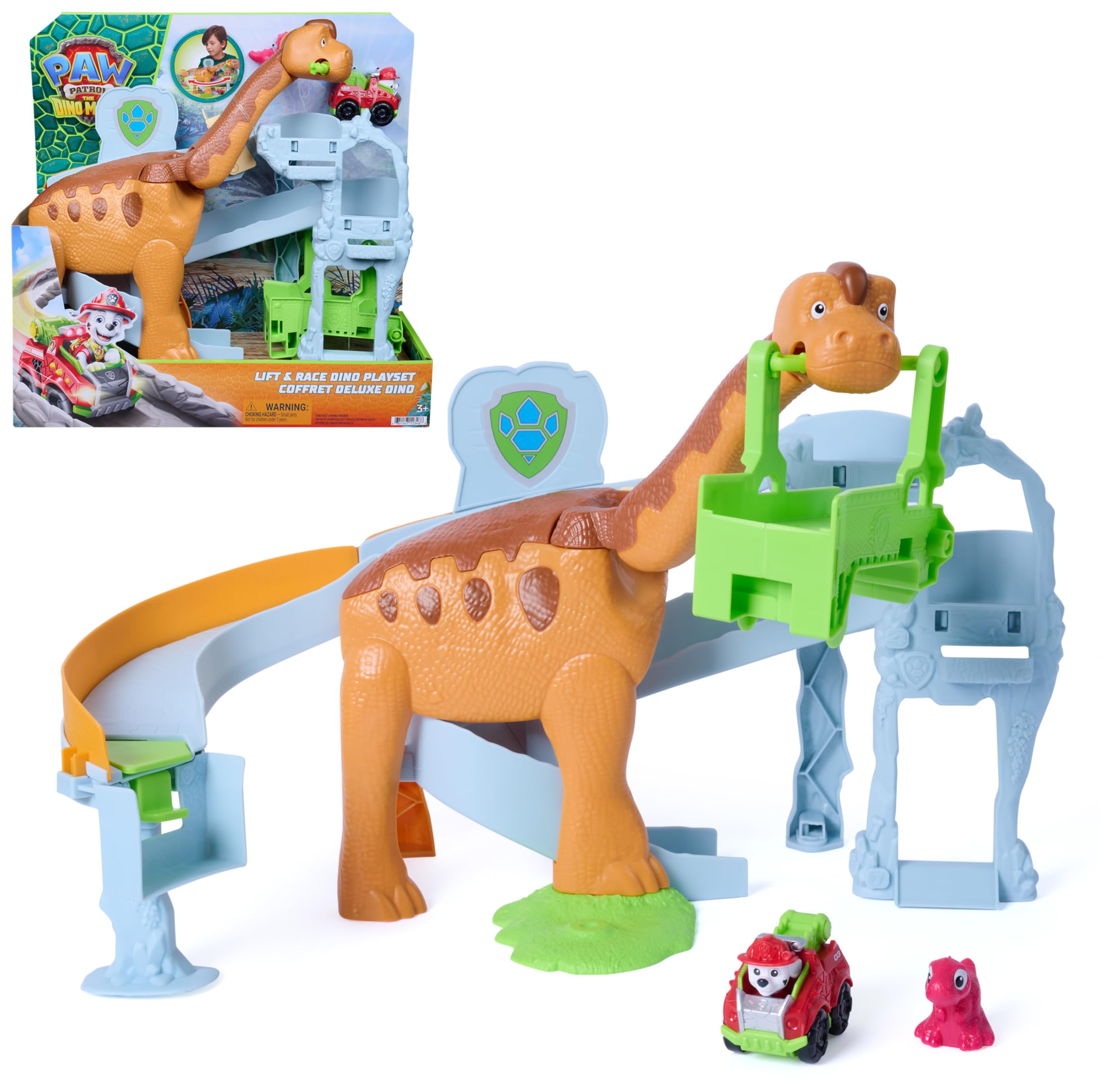 Paw Patrol Dino Movie Lift and Race Dino Playset with Marshall Pup Squad Racer | Ages 3+ | Multicolor 1