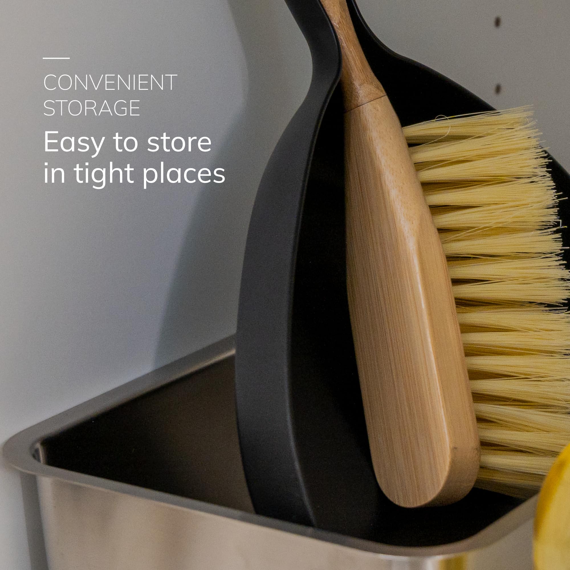 ENA Living Bamboo Dustpan & Brush Set - Eco-Labelled | Durable & User Friendly 6