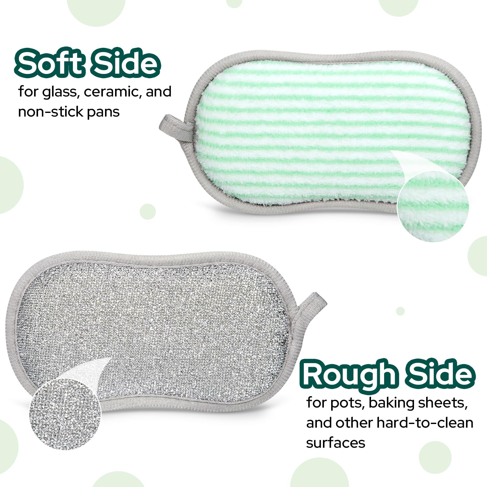 Euqvunn 8 Pack Dual-Sided Kitchen Cleaning Sponges | Non-Scratch, High-Density