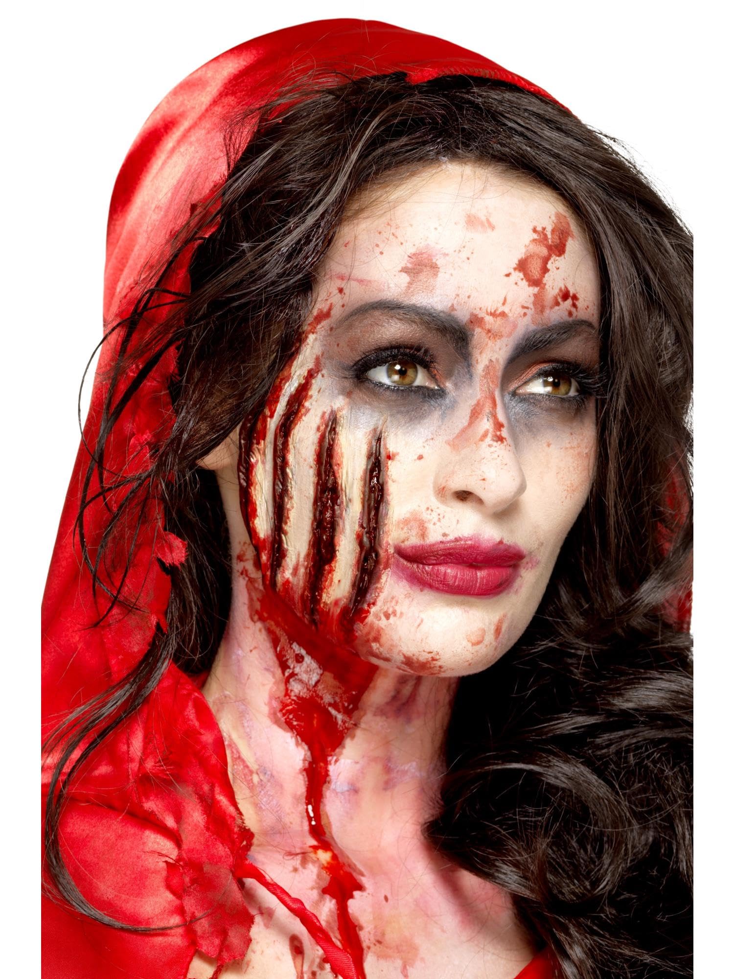 Smiffys Latex Claw Wound Scar Prosthetic with Adhesive, Red FX Makeup for Costume & Dress Up 1
