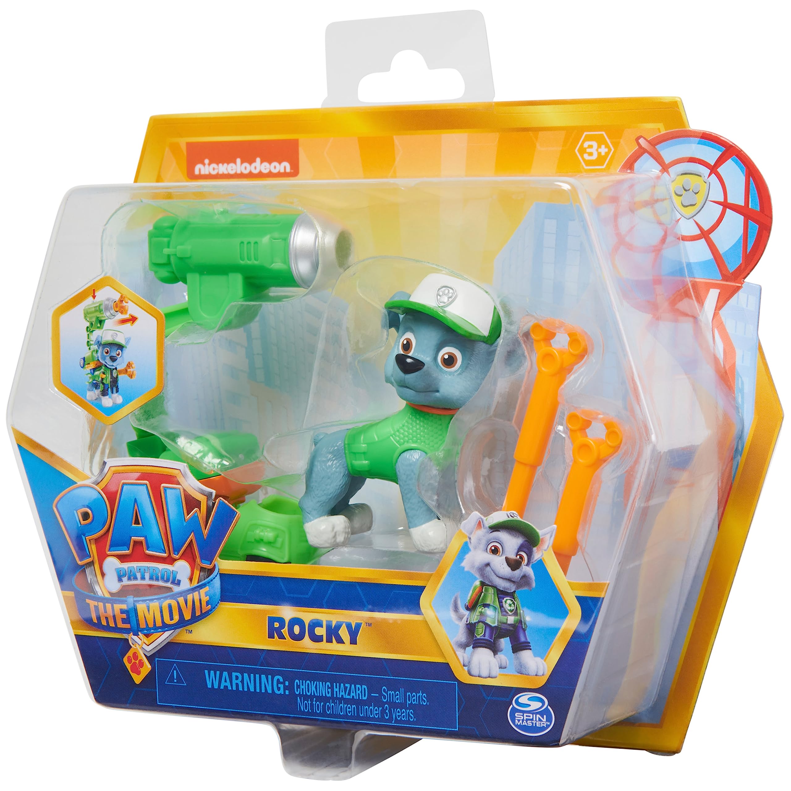 Paw Patrol Rocky Action Figure with Clip-on Backpack and 2 Projectiles - Movie Collectible Toy for Kids 3+ 12