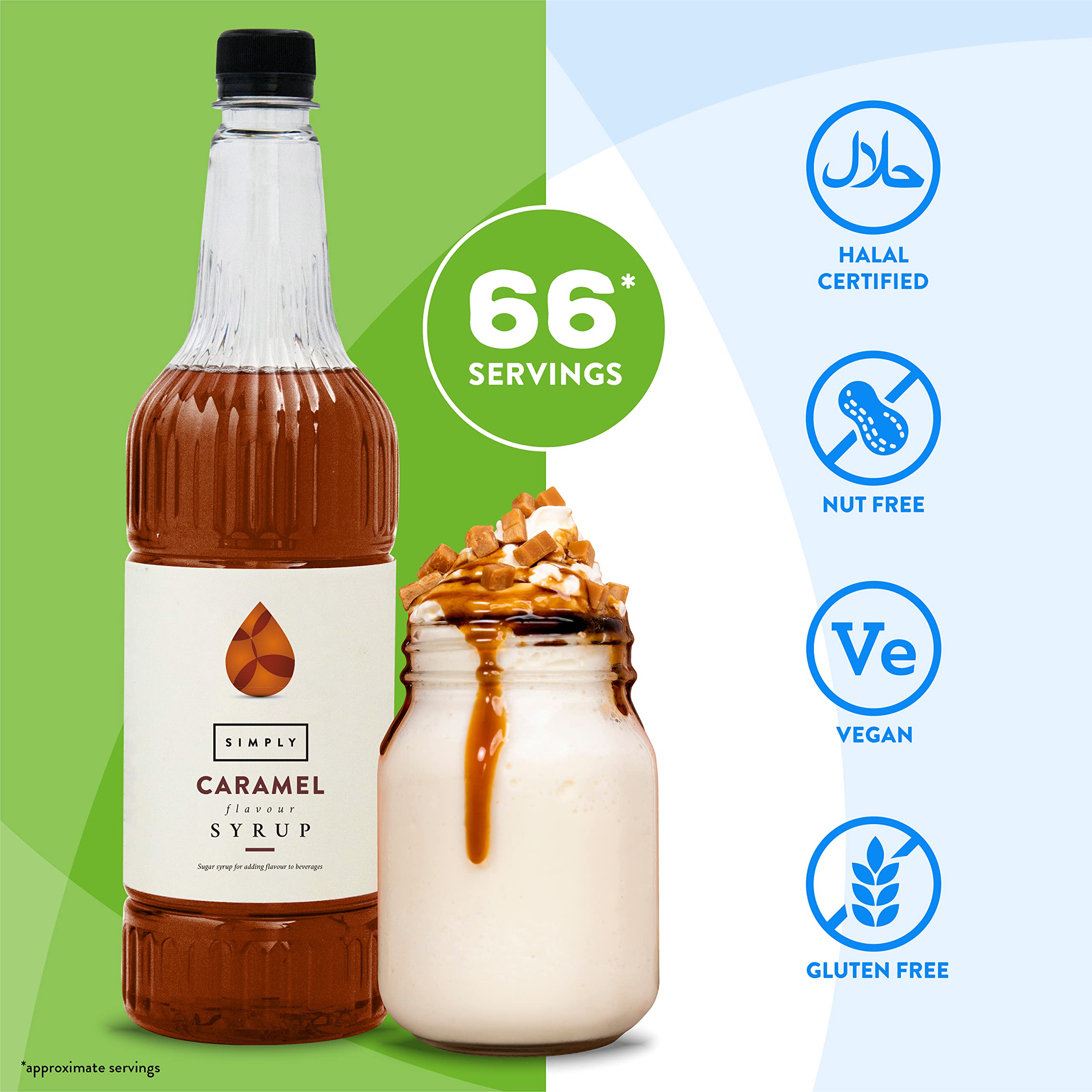 Simply Caramel Flavoured Syrup for Coffee & Cocktails | Vegan, Nut Free | 1 L